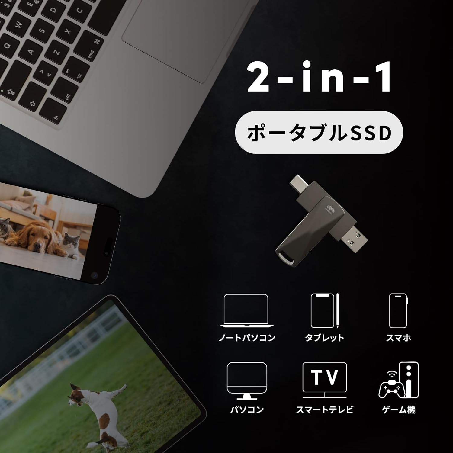 Linkmore NR P50 1TB External SSD &ndash; Type-C & USB-A Portable Drive, USB 3.2 5Gbps, 560Mb/S Read, 500Mb/S Write, 110Mb/S Sustained Write &ndash; Works with Iphone 15, PS5, Steam Deck, Android, Mac, Windows image number 3