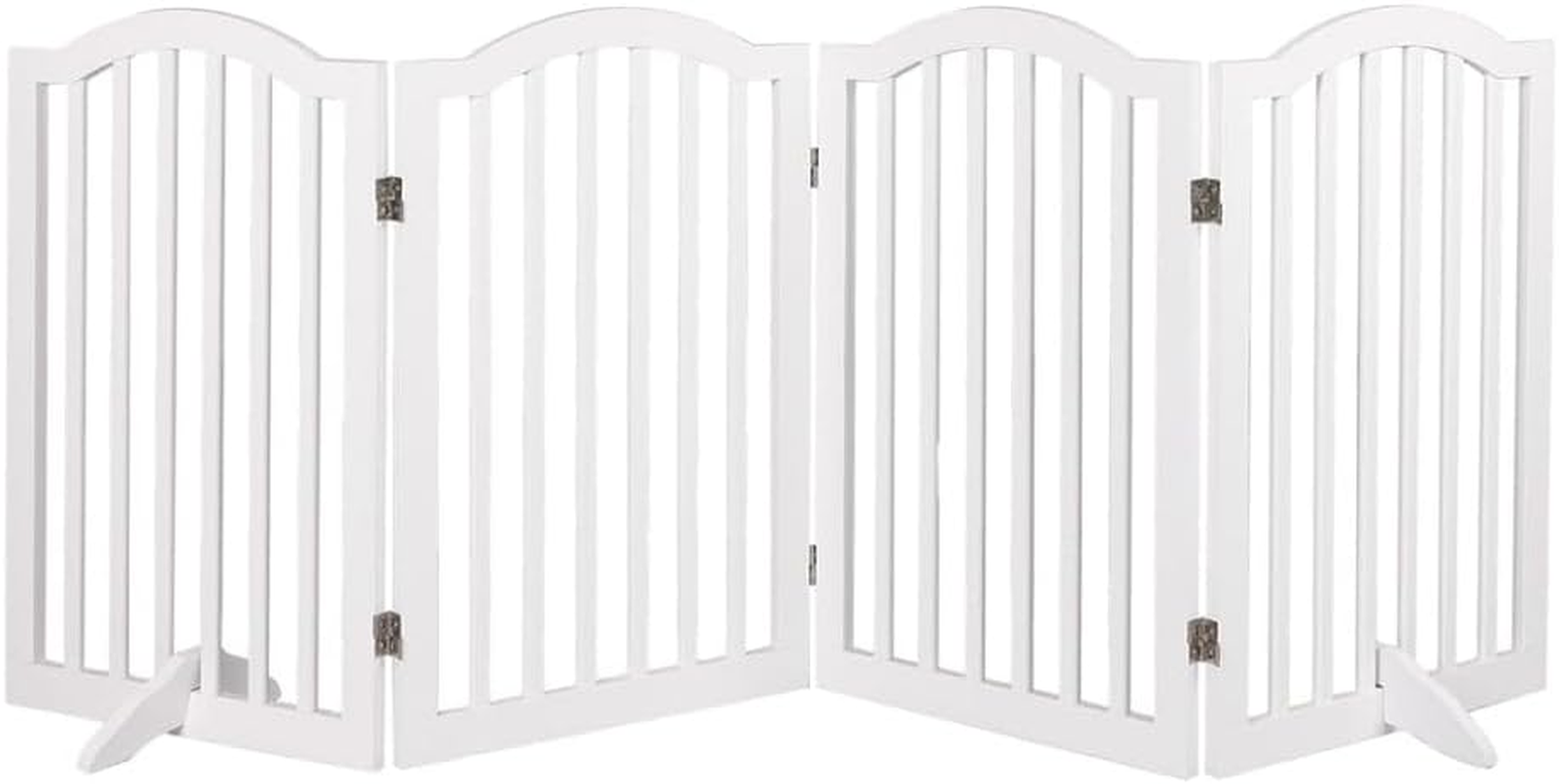 Pawz Wooden Pet Gate Dog Fence Safety Stair Barrier Security Door 4 Panels White, Cat Dog Wooden Fence with Narrow Gaps, Fold Easily for Storage Pet Playpen, Durable and Smooth Hinges for Baby Gate image number 3