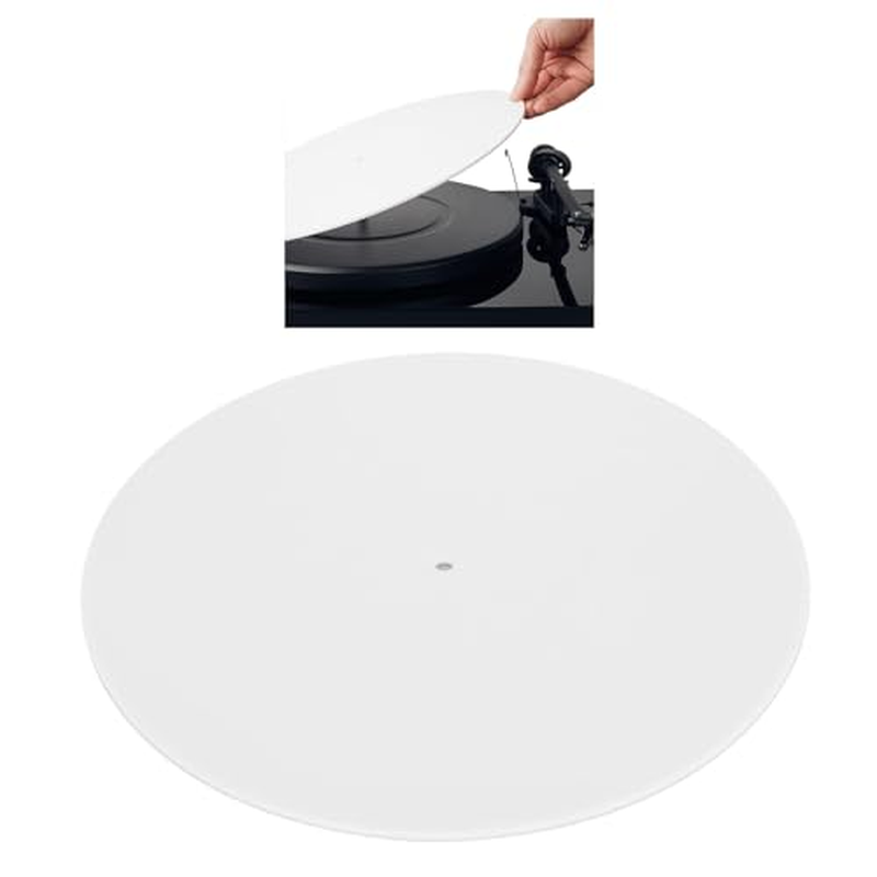 12 Inch Acrylic Turntable Mat, Platter Slipmat for 12 Vinyllp Vintage Record Player, anti Static Turntable Platter Mat for Universal to All Lpvinyl Record Players (White) image number 3
