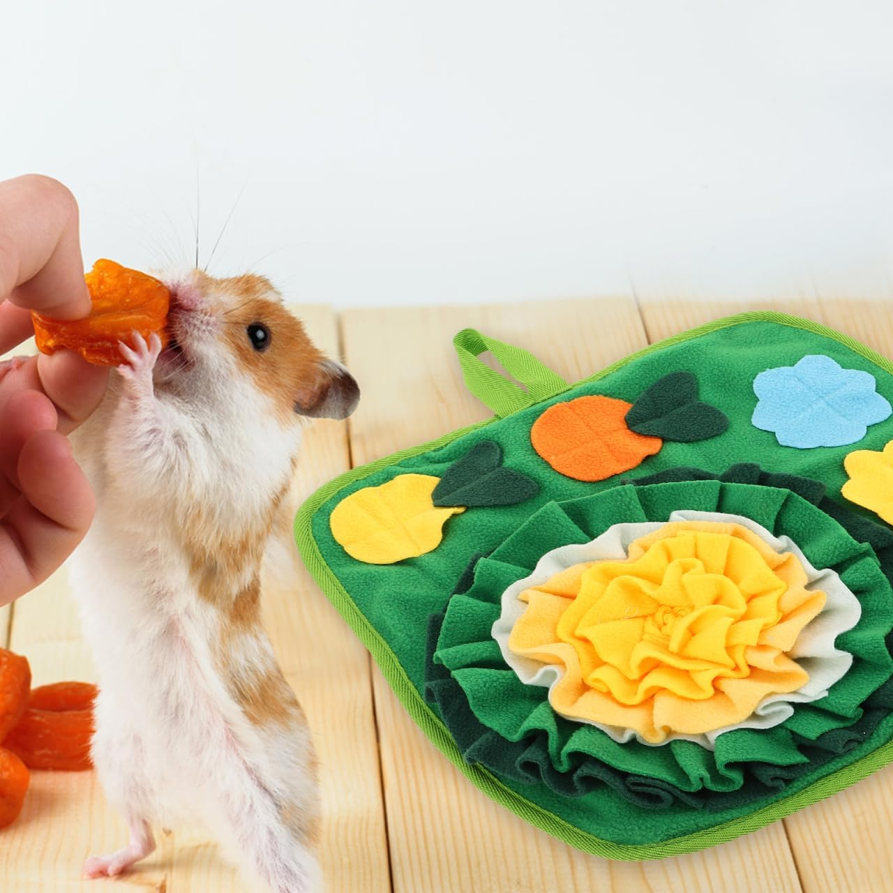 Alasum Small Animal Sniffing Pad 13.6 Inch Soft Foraging Mat Slow Feeder Training Mat for Hamsters Rabbits Guinea Pigs Birds Comfortable Pet Feeding Toy image number 3