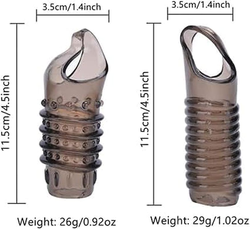 Silicone Penis Sleeves 2Pcs Rubber Penis Sleeve Reusable Penis Enlarge Sleeves Sex Toys Reusable Penis Sleeve Extender for Men - Transparent Black image number 3