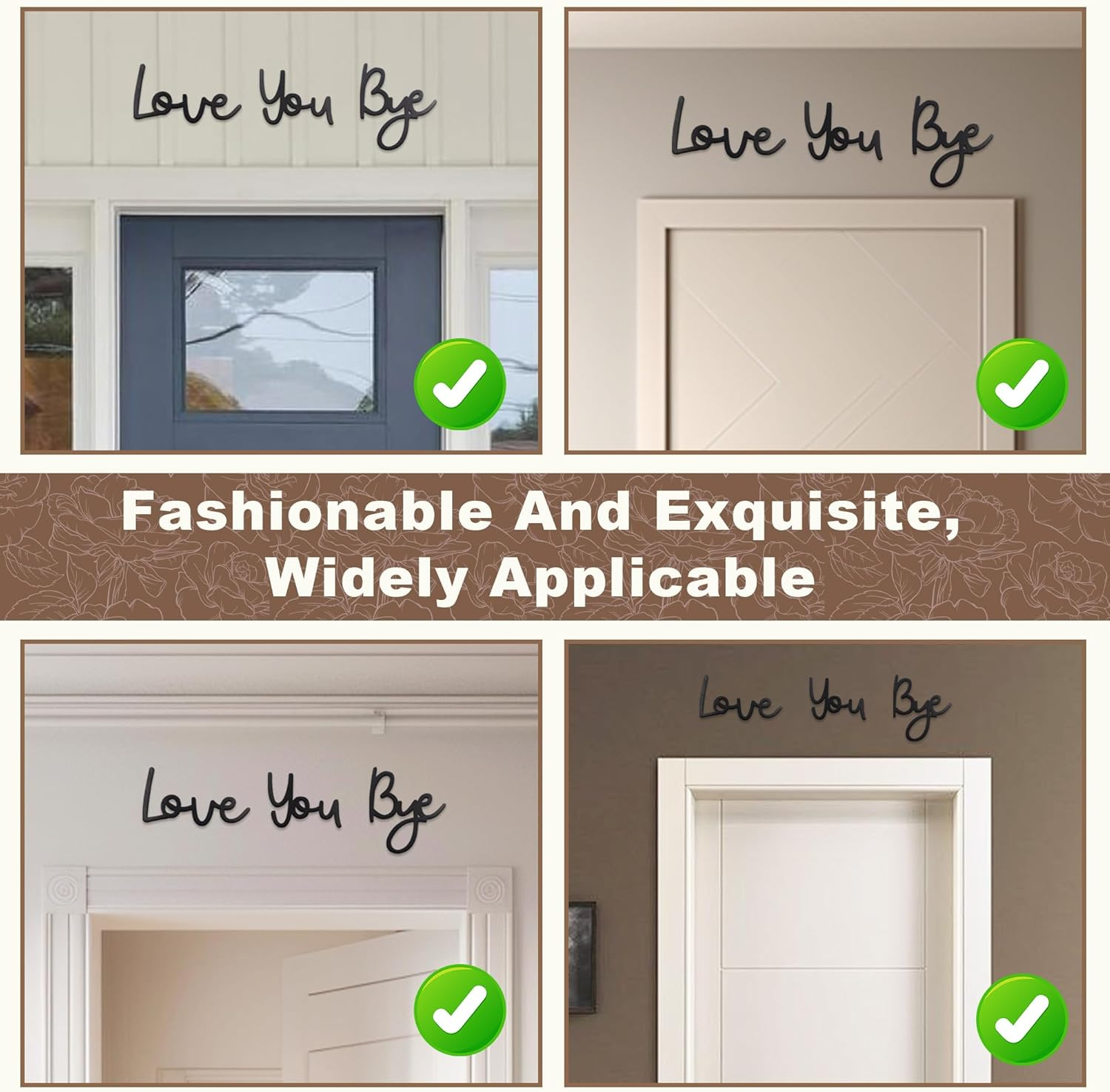 Love You Bye Black Wall Decor, Hanging Wood Home Wall Decor, Family Wall Decor with Letters, Entryway Wall Art, Farmhouse Gather Wall Decor for Hallway Living Room (Black) image number 3