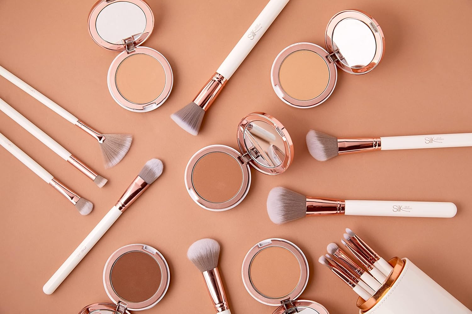 Silk Oil of Morocco Argan Pressed Powder Foundation Cream, Cream, 10G, 10 Gram image number 4