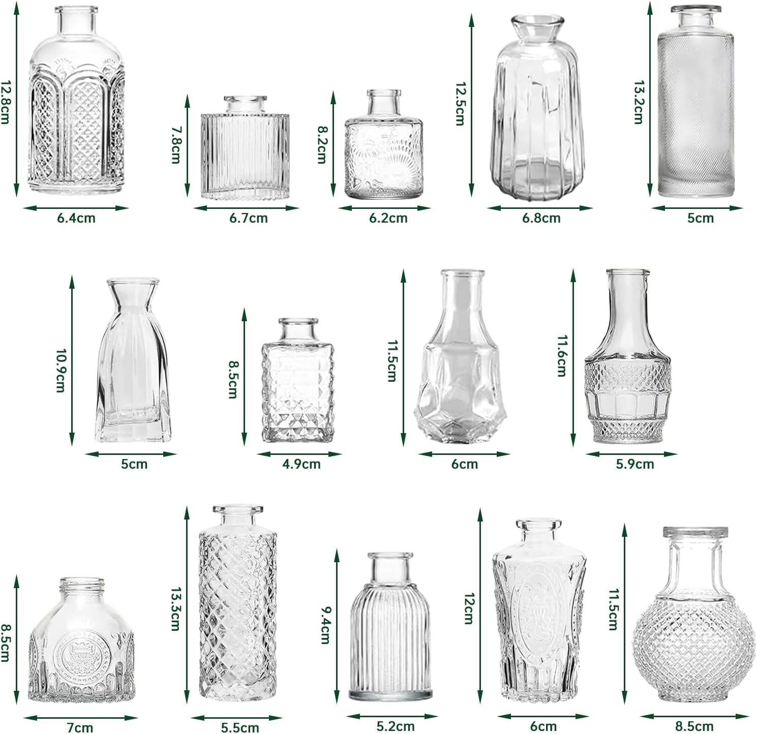 Set of 24 Glass Bud Vases, Small Vases for Flowers, Clear Centerpieces for Rustic Wedding, Room Office Table Decor image number 6