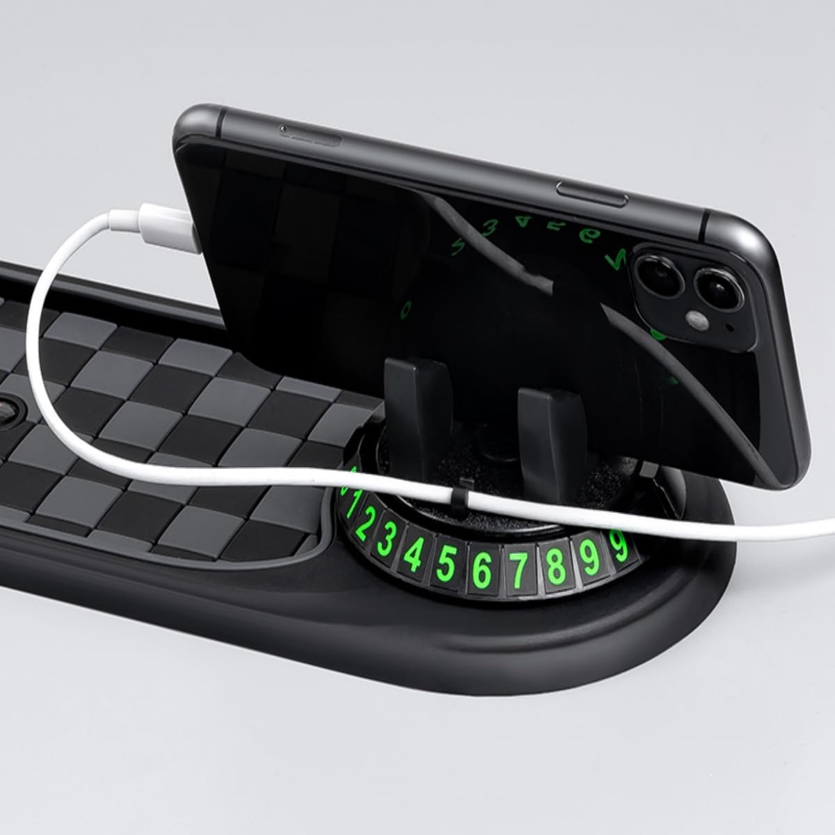 Mobile Phone Stand Holder,360&deg; Adjustable Dashboard Stand with Anti-Slip Pad,Mobile Phone Holder for Car,Includes Parking Number Plate,Car Holder Mobile Phone,Car Mount.