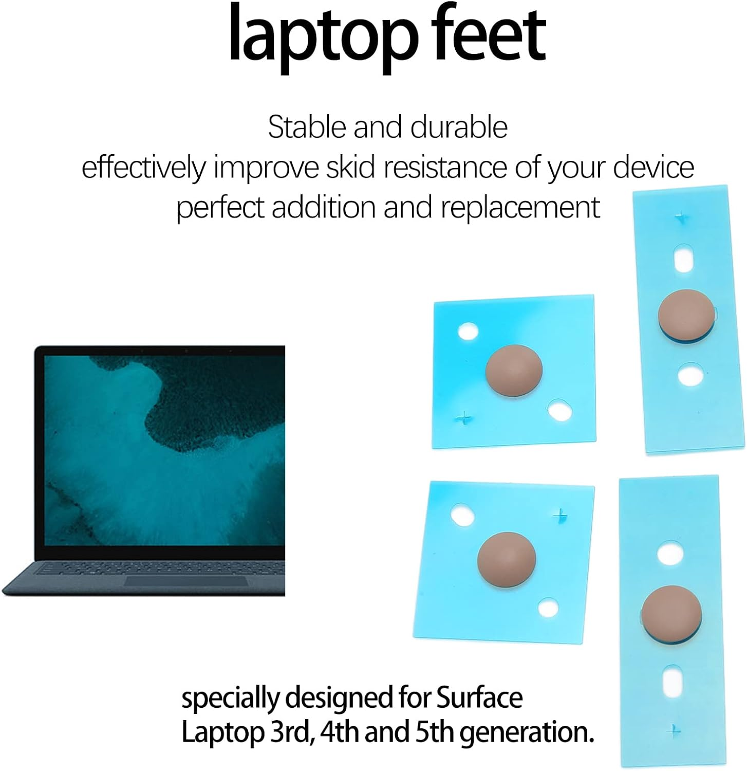 Laptop Bottom Case Feet, anti Slip round Dot Laptop Foot Pads with Installation Tools Kit for Laptop 3Rd, 4Th and 5Th Generation (Rose Gold) - Blue image number 4