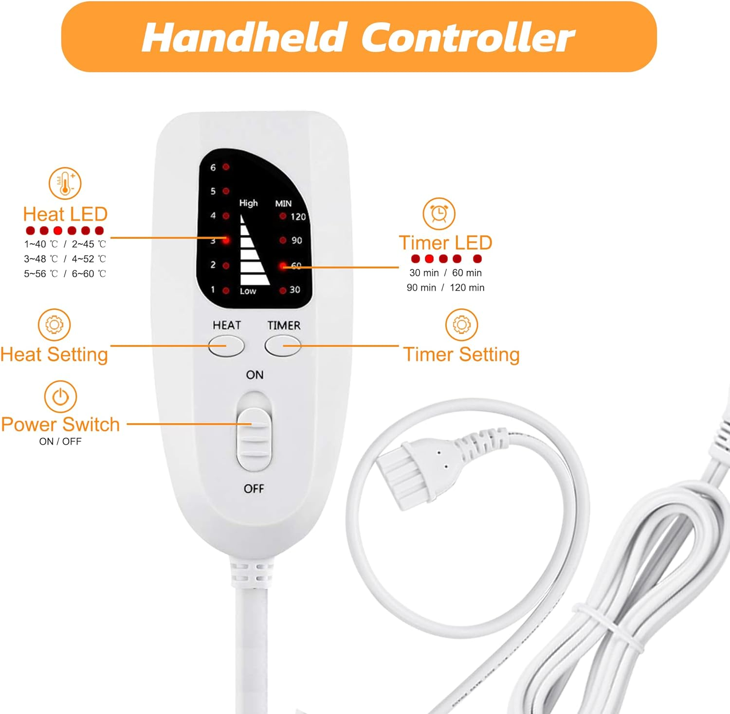 Heating Pad, Electric Heat Pad with Automatic Switch-Off and 6 Temperature Levels Heating Pad for Back Neck Shoulder Belly Heating Technology - Machine Washable(Dark Gray, 12" X 24")