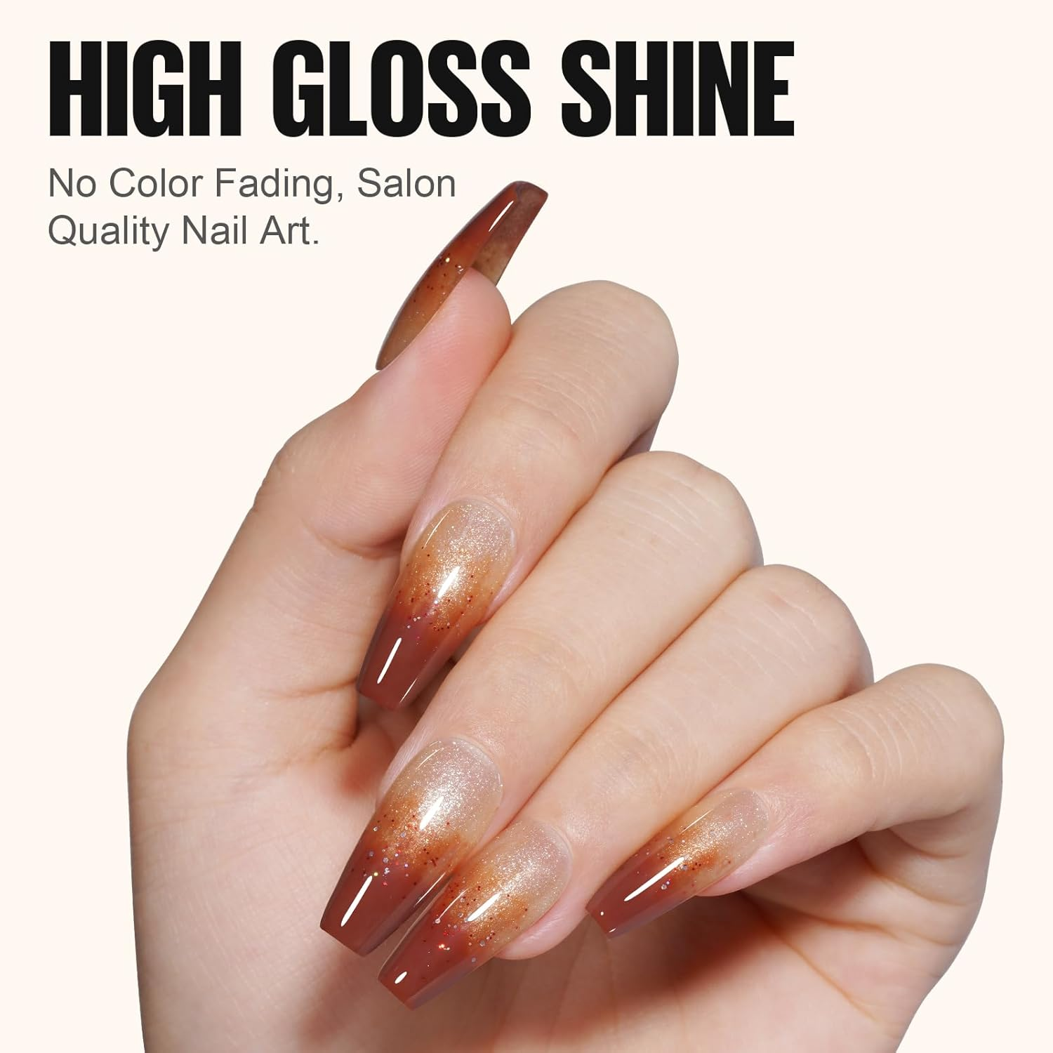 TOMICCA Gel Nail Polish Kit, 4 Colors Autumn Fall Brown Gold Glitter Orange Gel Polish Set Soak off Nail Gel Nail Art DIY Manicure Salon Gifts for Women Girl DIY Home, 8ML - Brown Gold Set image number 4