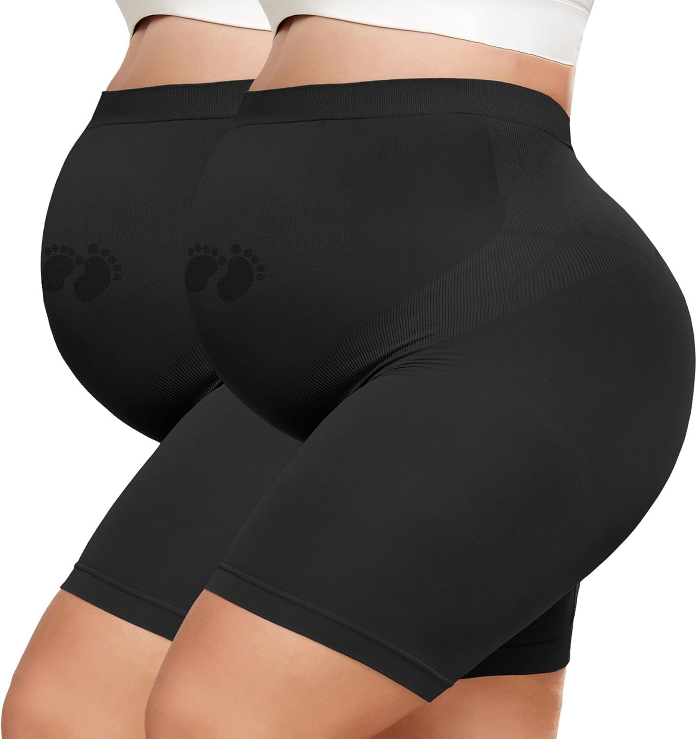 Maternity Shapewear for under Dresses over Belly Pregnancy Underwear Mid-Thigh High Waist Shorts Panties for Baby Shower