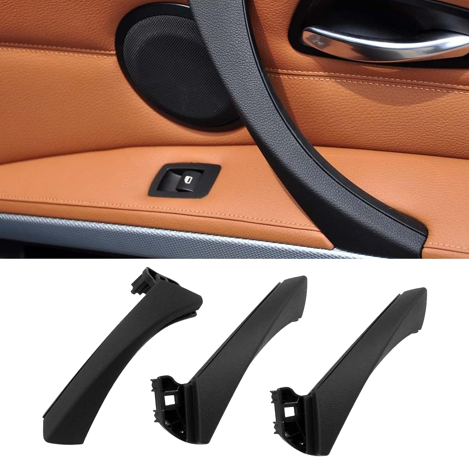 Jaronx Compatible with BMW E90 Black Door Handles Outer Cover Right