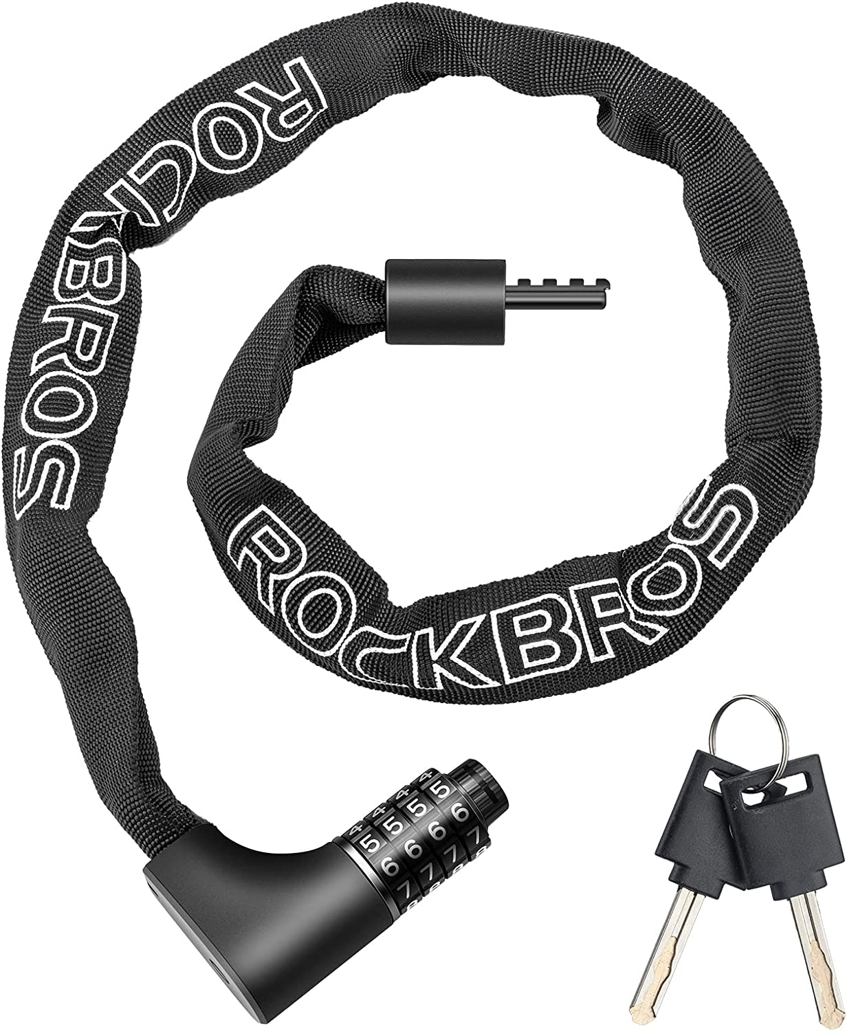 ROCKBROS Bike Lock Chain Bicycle Lock 3.2FT Security Anti-Theft Bike Chain Lock Resettable Combination Bicycle Chain Lock Bike Locks for Bike, Motorcycle, Bicycle, Door, Gate, Fence, Grill with 2 Keys image number 1