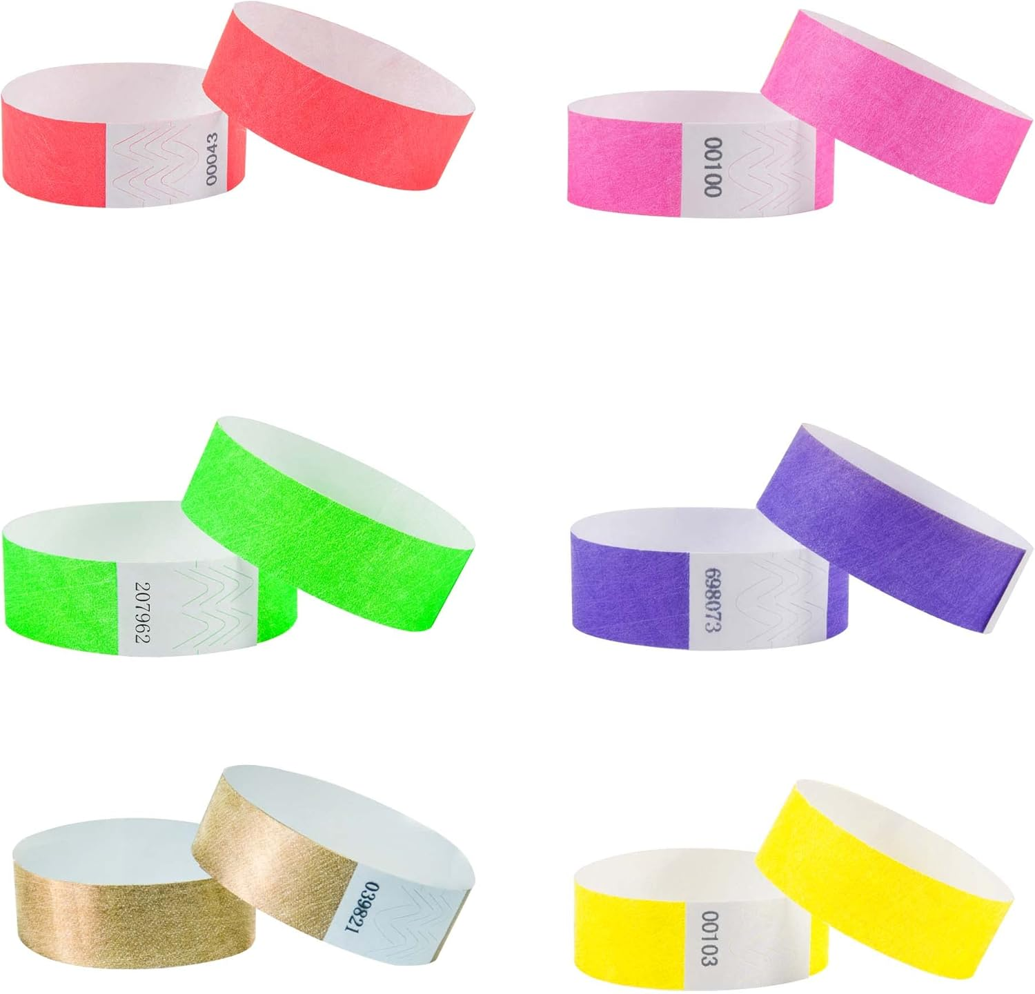 L LIKED 120 Pcs Paper Wristbands for Events, Party Wristbands for Events, Event Bracelets Is Waterproof for Parties, Concerts, Sports, Fairs, Travel, Pool Pass(6 Colors)
