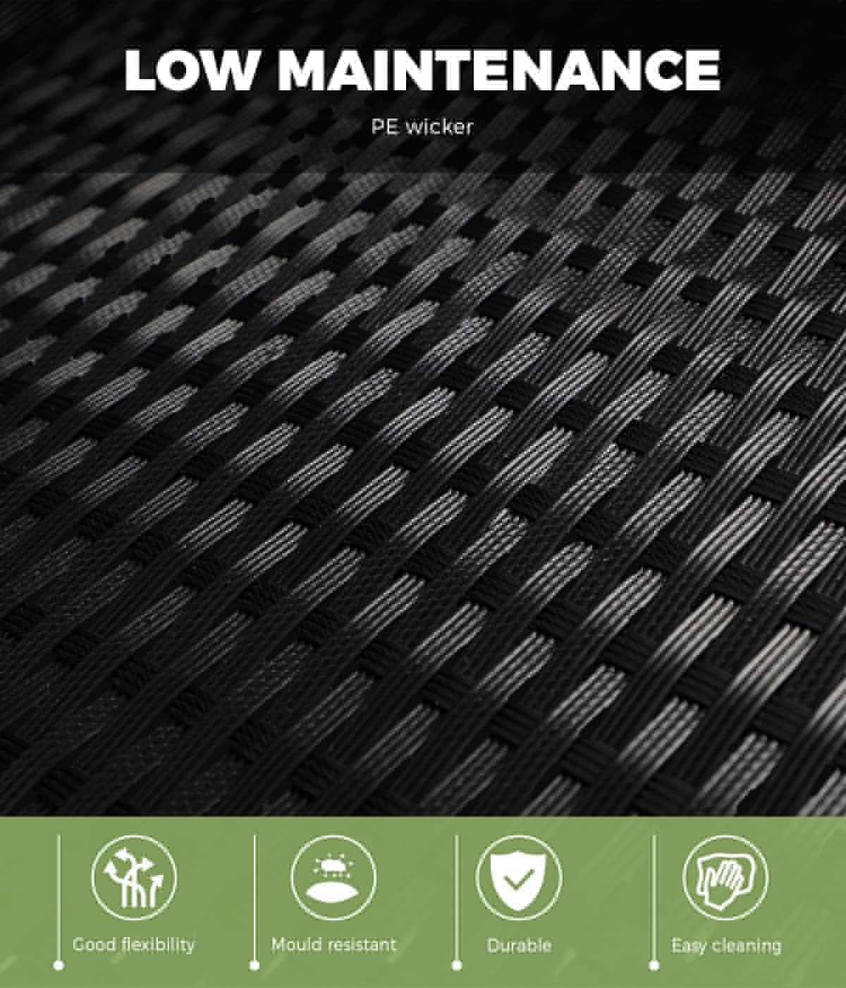 Livsip Outdoor Bar Sets Bar Stool High Stools Rattan Wicker Chair Outdoor Furniture Sets Garden Patio Dining Chair X 4 Black image number 6