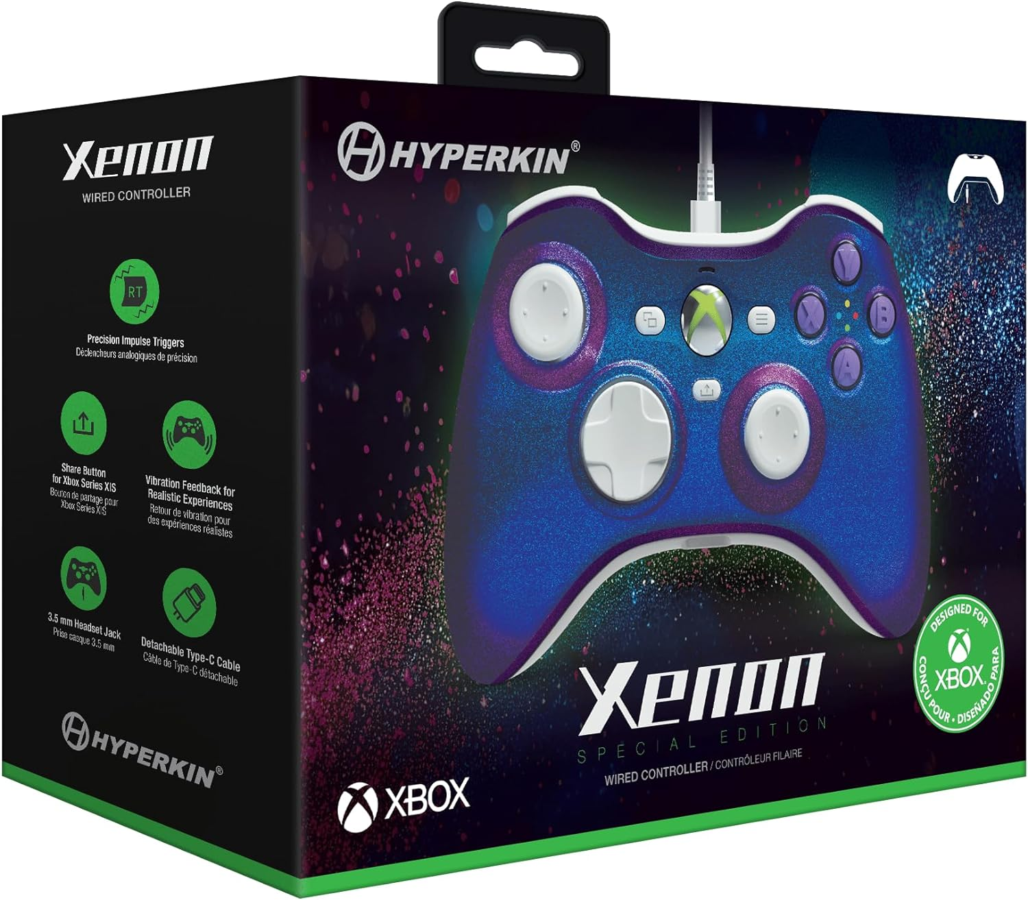 Hyperkin Xenon Wired Controller Special Edition for Xbox Series X|S/Xbox One/Windows 10|11 (Twilight Galaxy) - Officially Licensed image number 2