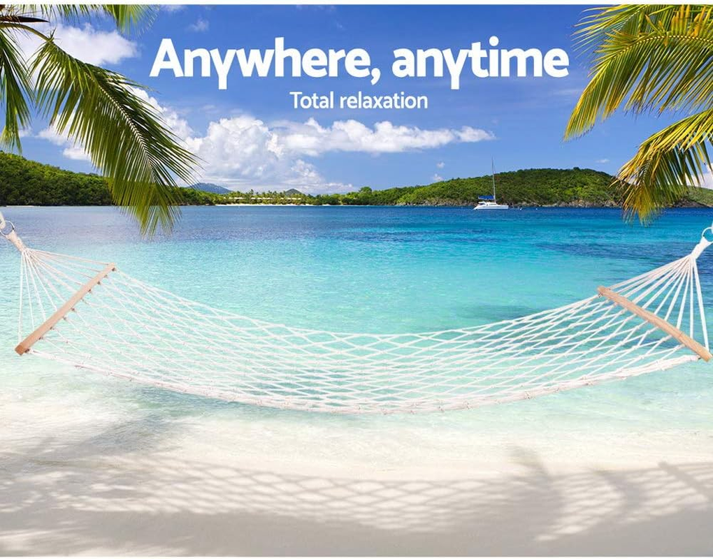 Gardeon Portable Hammock Chair, Lightweight Hanging Swing Bed for Camping, Patio, Backyard, Porch or Indoor Use, 150Kg Capacity, Breathable Mesh, White image number 2