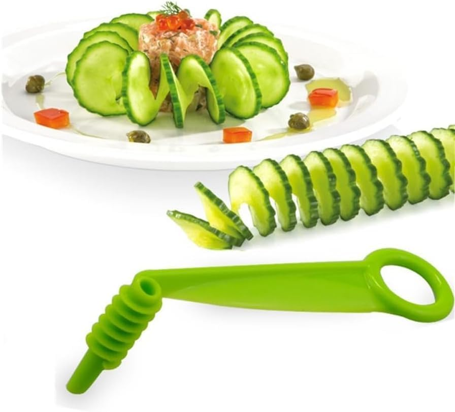 1Pc Green Spiral Slicer Blade Hand Slicer Cutter Potato Cucumber Vegetables Spiral Knife Kitchen Accessories Tool,Manual Spirals Screw Slicers Peelers Kitchen and Dining,Graters,Peelers and Slicers