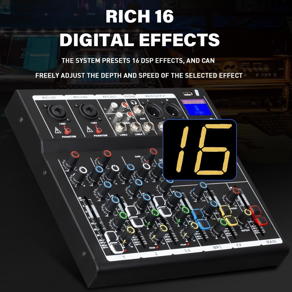 F4-Pro Professional Mixer | 4-Channel 2-Bus Mixer/W USB Audio Interface for Recording DJ Stage Karaoke Music Application image number 3