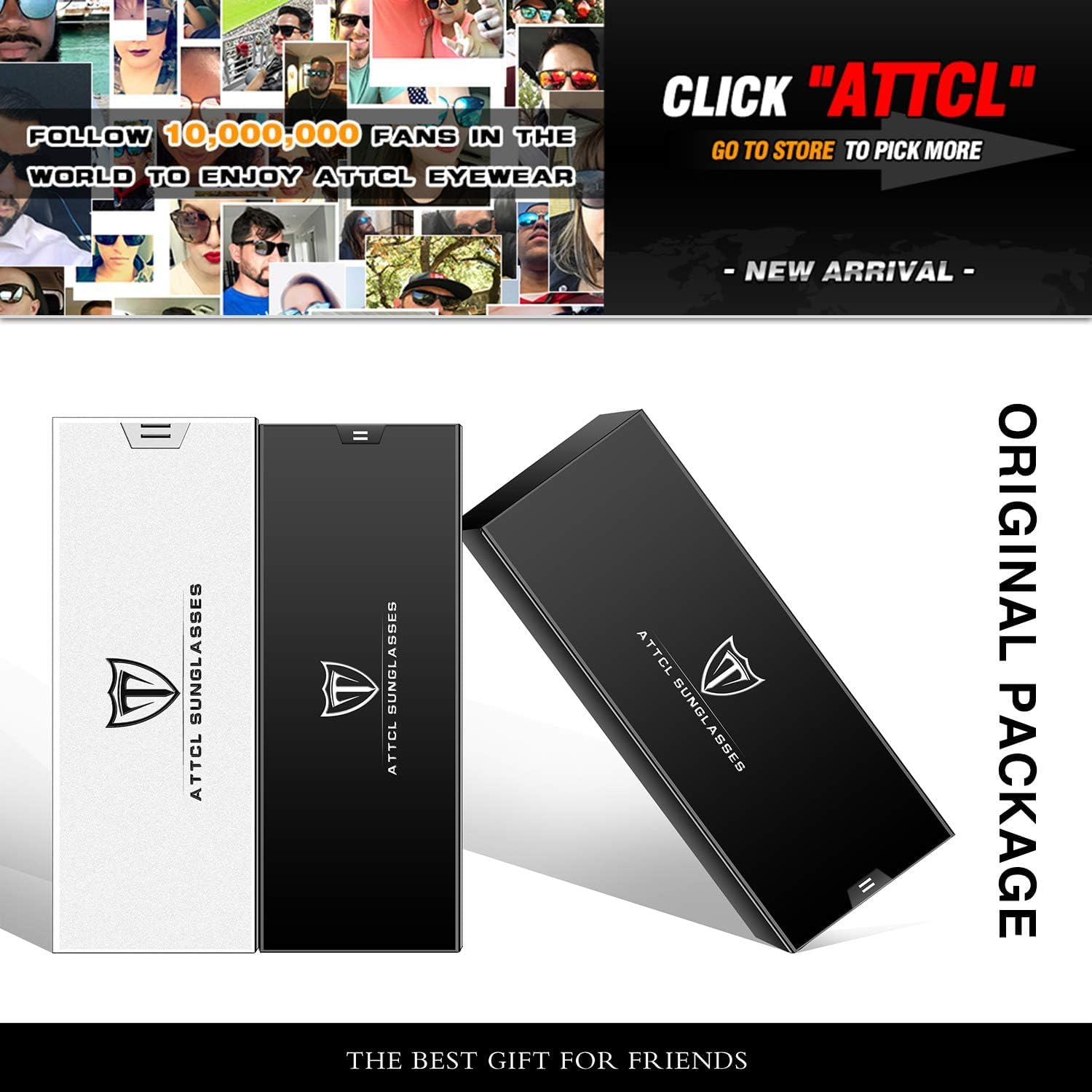 ATTCL Polarized Sunglasses for Men Driving: Lightweight Al-Mg Metal Frame Square Semi Rimless UV Protection for Travel Hiking - 8188-Black/Not Mirrored image number 7