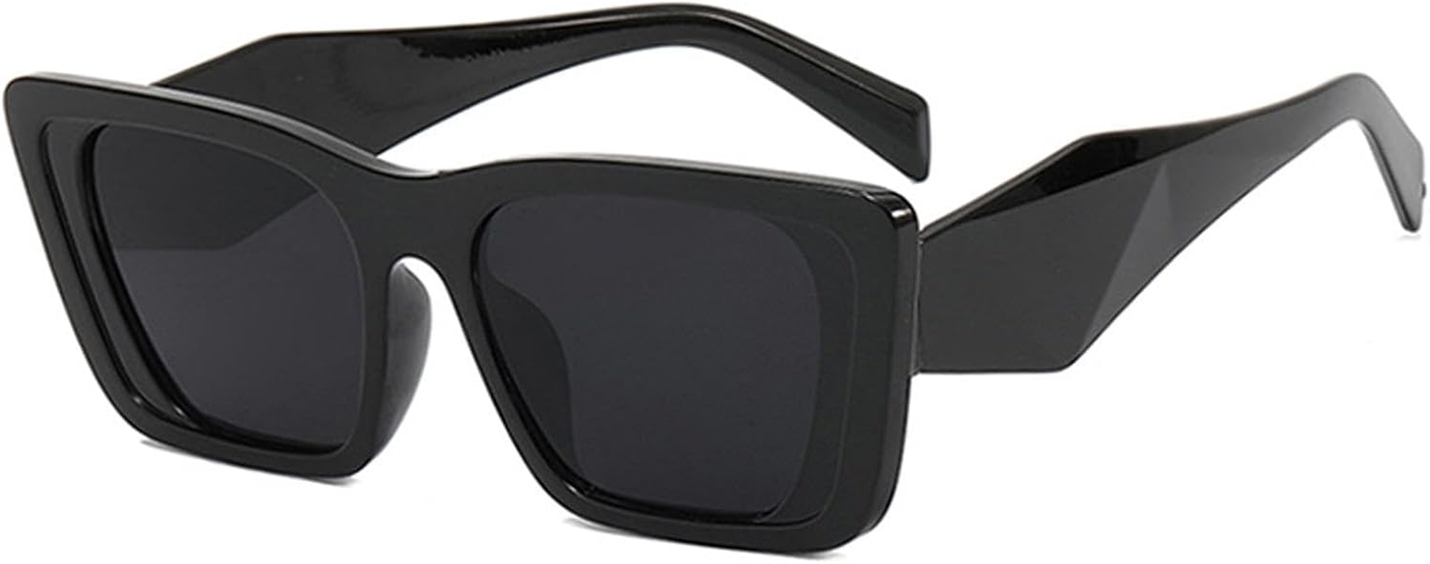 Trendy Sunglasses - Fashion Black Oversized Sunglasses | Drop-Resistant Trendy Sunglasses, Flat Top Glasses Party Dress up for Women image number 5