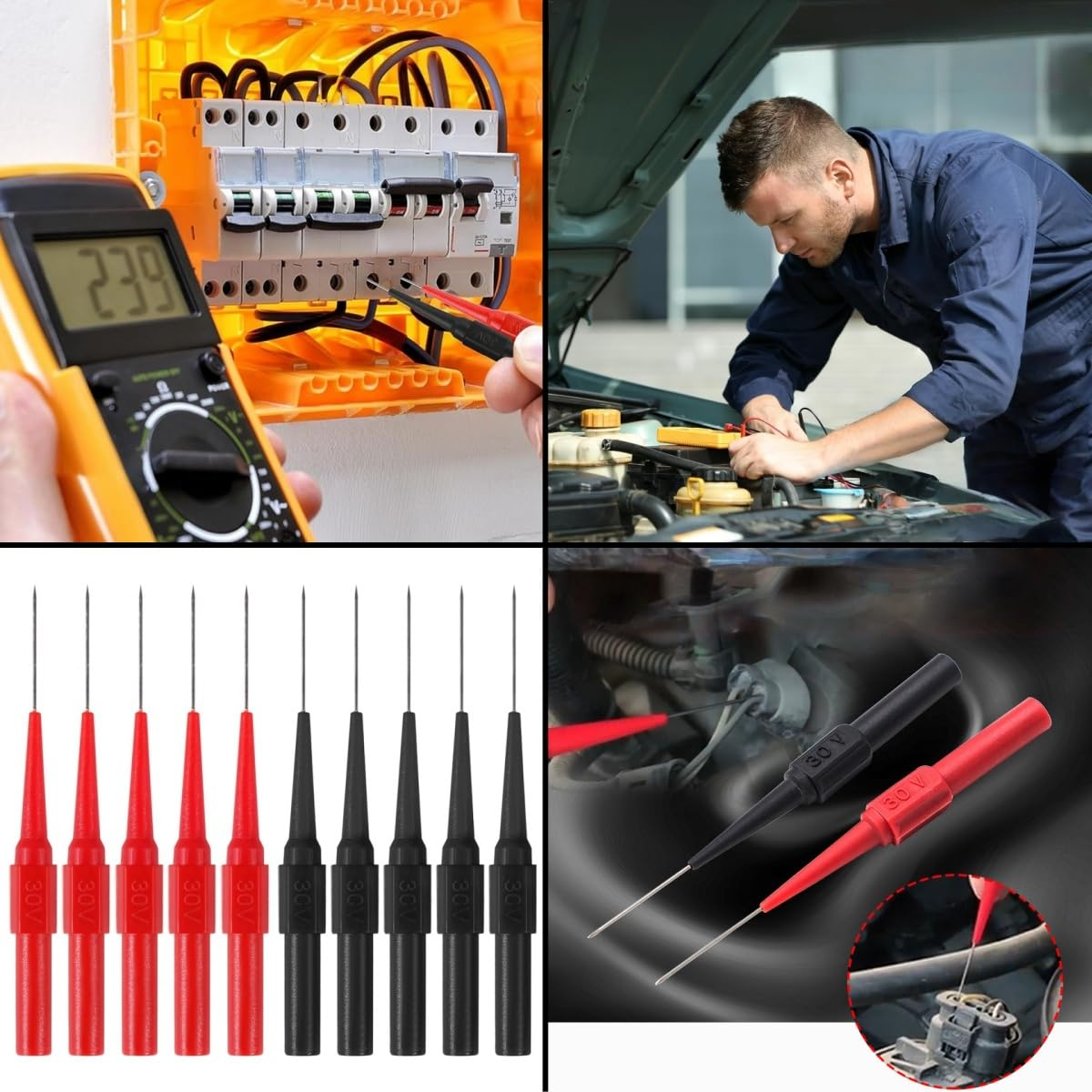 10 Needle Test Probes, Multimeter Probe Kit, Automotive Insulated Wire Threading, Non-Destructive Threading Multimeter Kit 0.7Mm image number 6