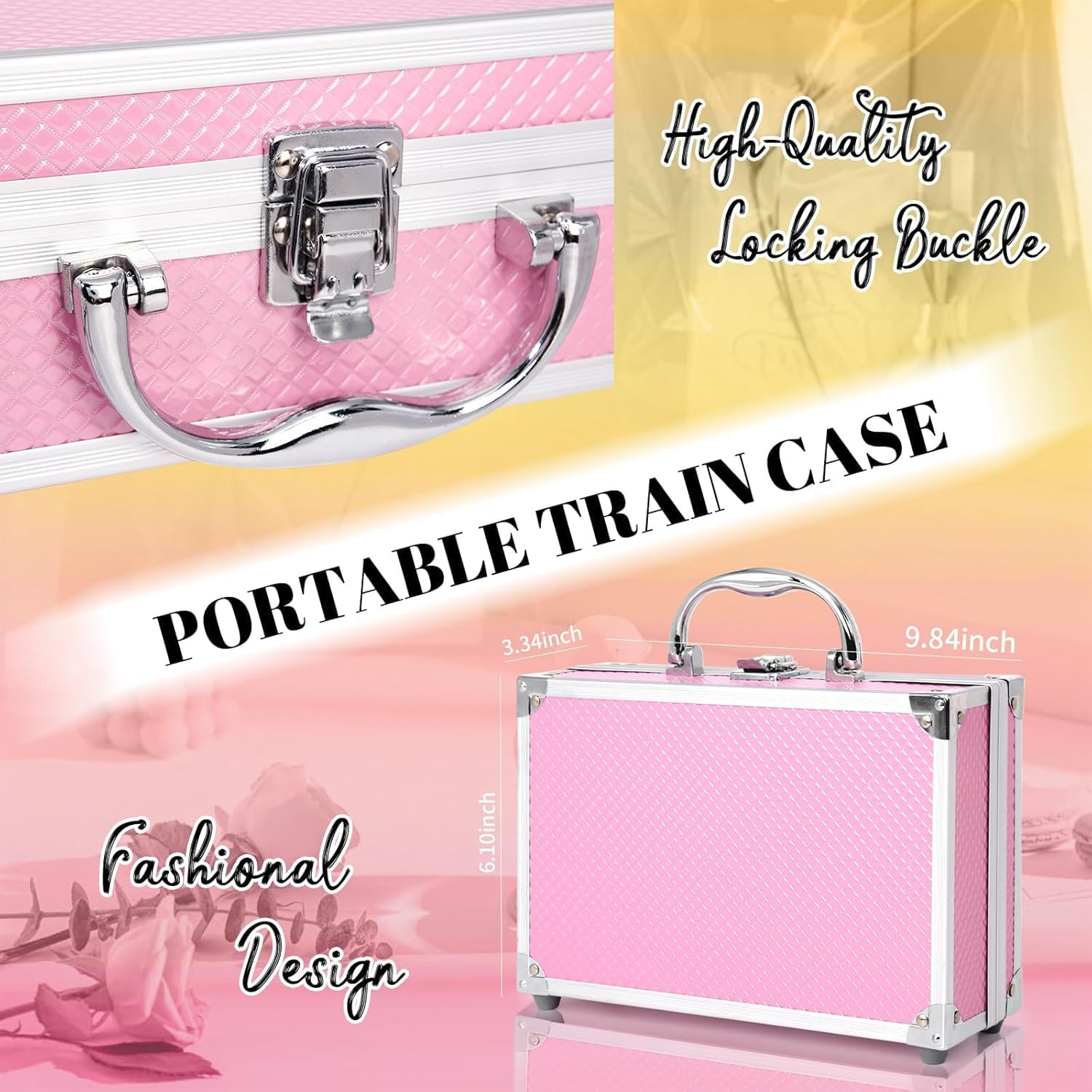 Beginner Makeup Kit for Teen,Makeup Set for Girl Women,Beginner Makeup Kit with Cosmetic Train Case Included 32 Colors Eyeshadow Blush Contour Lip Gloss Lip Liner Mascara Eyeliner Mirror - (Pink) image number 4