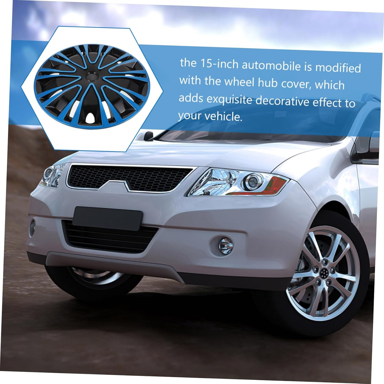 Parliky 15 Inch Blue-Black Automotive Hub Caps Decorative Wheel Hub Covers Universal Car Rim Covers for Vehicle Wheels image number 5