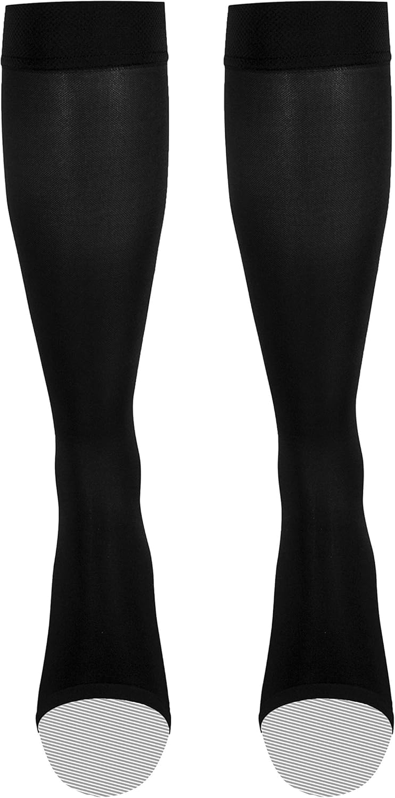 Truform Women'S Compression Stockings, 20-30 Mmhg, Knee High Length, Open Toe, Opaque, Black, Medium image number 4