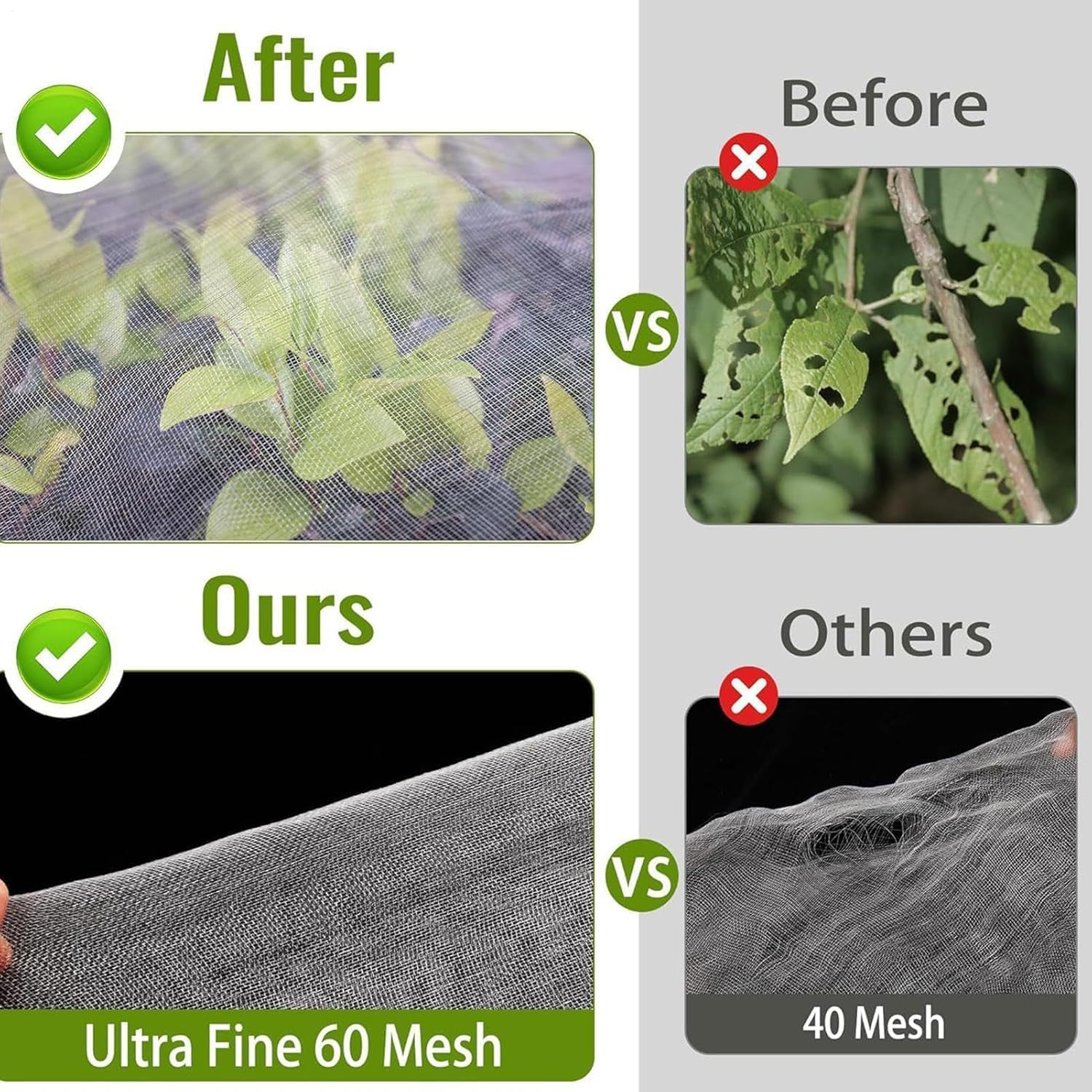 Plant Protection Net Bag with Double Zippers, 2 Pack1.9*2.1M Fruit Tree Netting, Insect Bird Barrier Mesh, Garden Bug Netting Plant Cover Protection for Blueberry,Citru,Flower,Preventing Deer,Squirrel image number 3