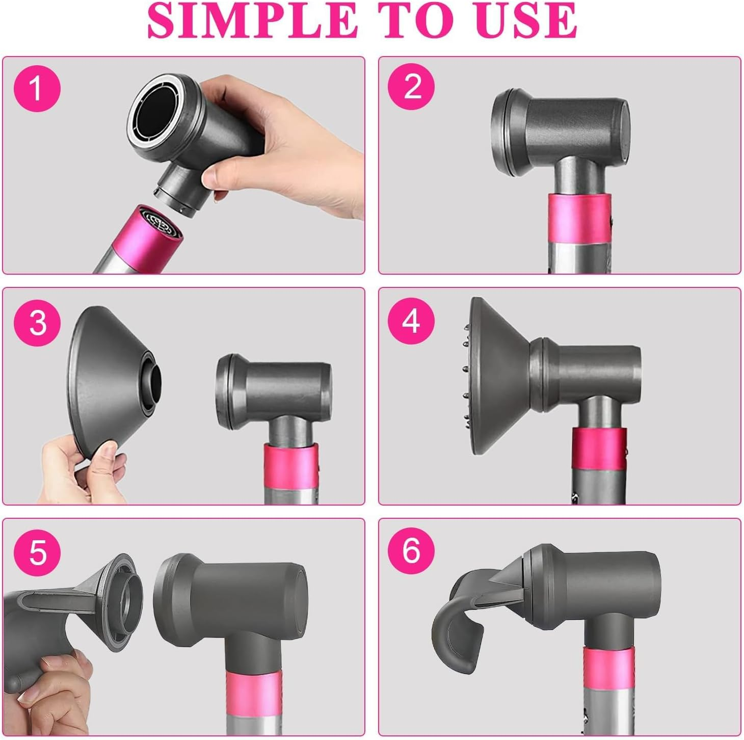 3 PCS Universal Attachment for Dyson Hair Dryer, Professional Styling Tool for Dyson Airwrap Styler HS01 HD08, Contains Adapter, Hair Dryer Diffuser Nozzle and Anti-Flying Nozzle image number 2