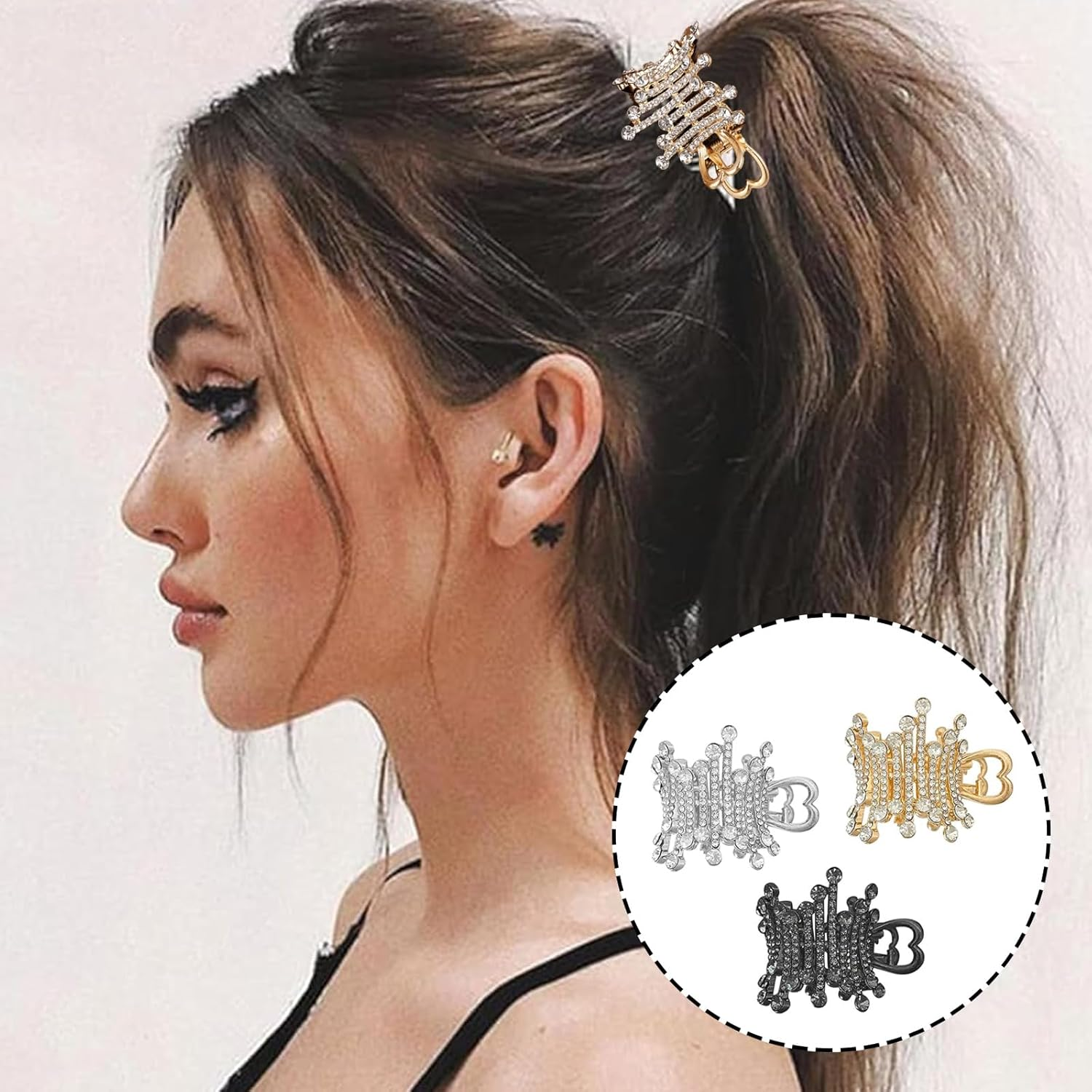 Xiciki High Ponytail Holder, Women'S Hair Clips for Thick Hair, Non-Slip Metal Hair Clip for High Ponytail Clips, Hair Clip for Ponytail, Ideal for Everyday Use and Sports image number 2