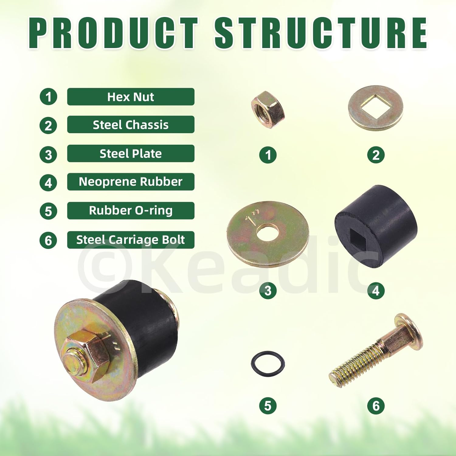 Keadic 14Pcs 7 Sizes Automotive Rubber Expansion Plug Assortment Set, 4" 7/8" 1" 1-1/8" 1-1/4" 1-3/8" 1-1/2" Expandable Freeze Plugs image number 1
