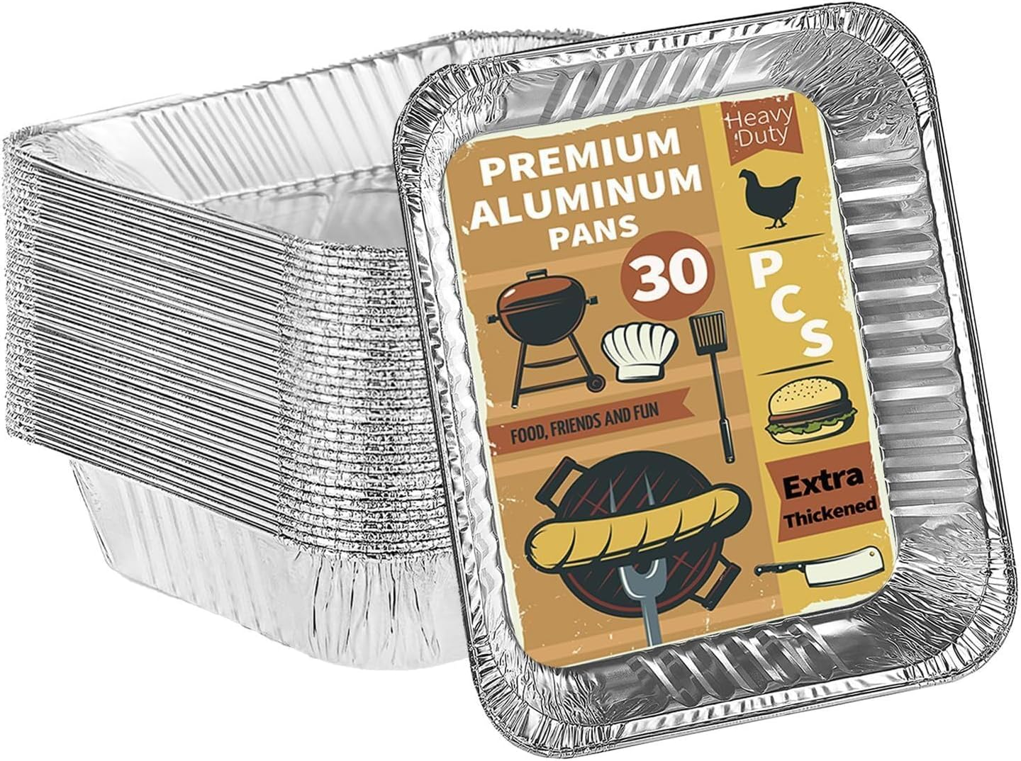 55 Pcs Aluminum Pans, 800Ml Thickened Aluminium Foil Food Container with Lids - 55 Pans and 55 Cardboard Covers, for Baking, Meal Prep and Freezer, Takeout