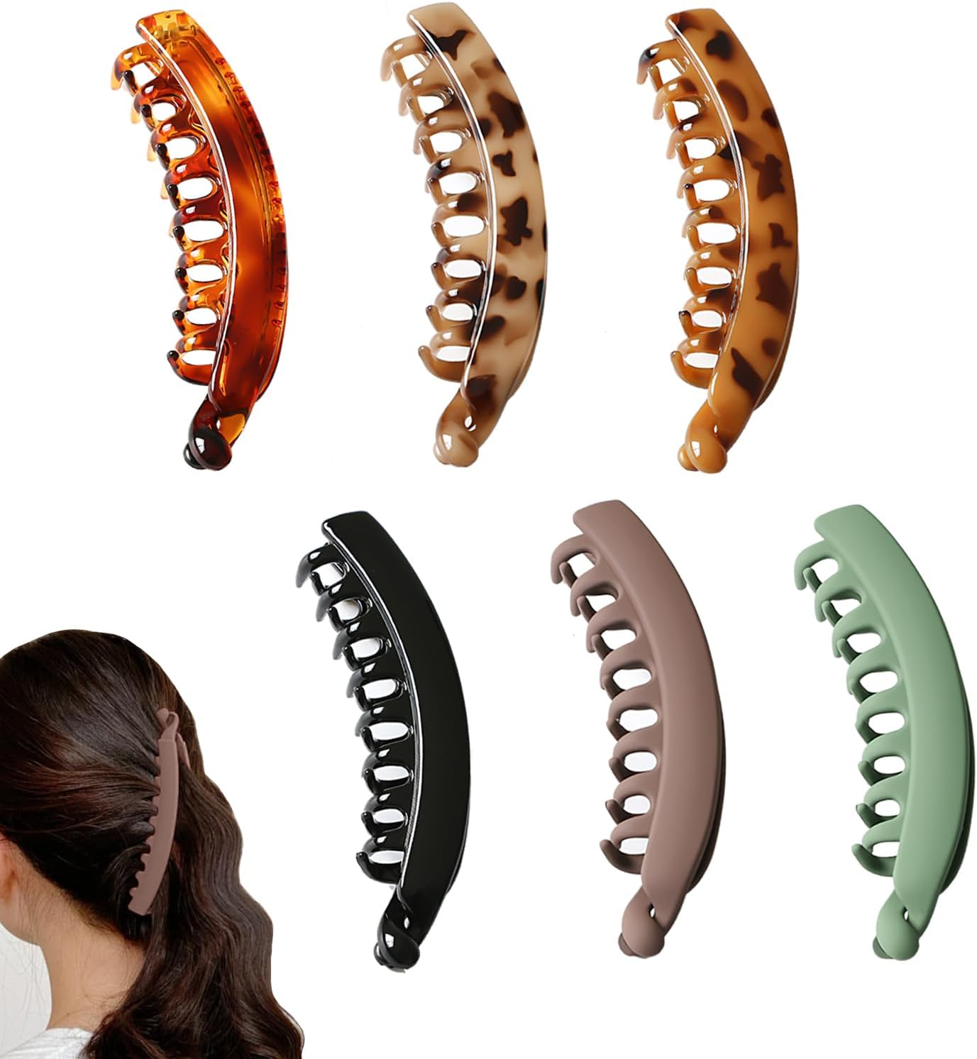 Pack of 6 Banana Clip Hair, Banana Clip Thin Hair, Banana Hair Clips Women'S Large, Hair Banana Clip, Beauty French Banana Clip Hair Clips, Hair Clips Women'S French Vintage, Ponytail Holder Clip image number 2