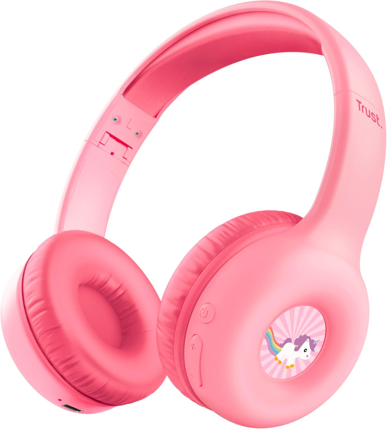 Trust Nouna Kids Headphones Wireless with Safe Volume Limit (85Db) for Girls, Children Age 4-10, on Ear Foldable Headset with Microphone, Kids Bluetooth Headphones with Stickers, 15H Playtime, Blue