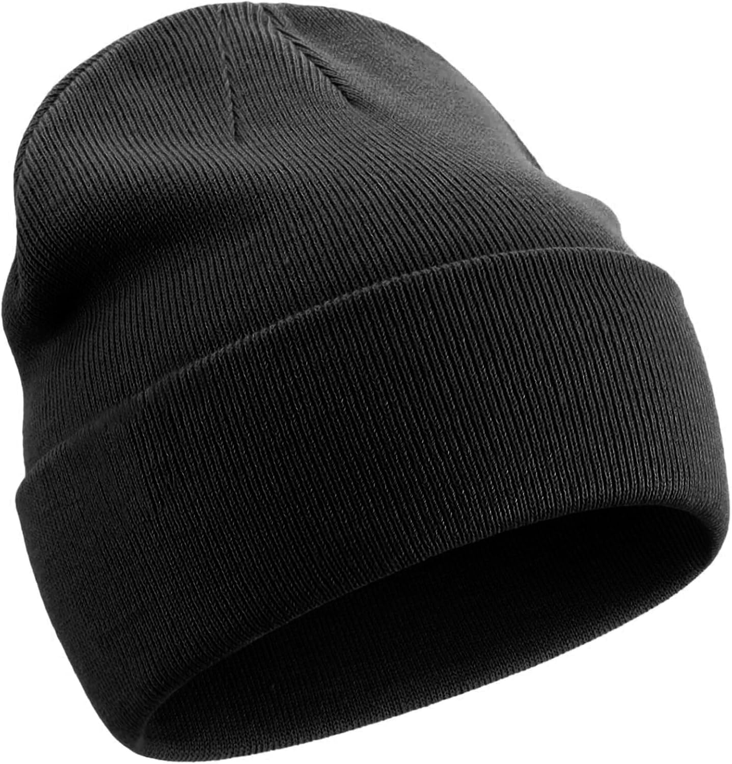 Dumrotite Cotton Beanie Hat for Women Men, Double Warm Knit Winter Hats, Fisherman Slouchy Ski Cuffed Beanies Skull Cap