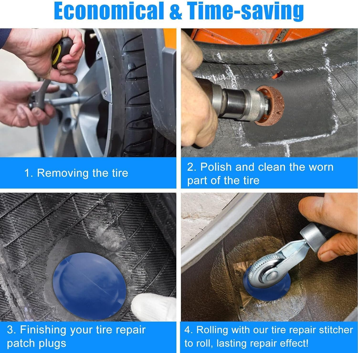 Tire Repair Patch Tools Wheel Strong Tire Patch Roller Kit Tungsten Steel Buffing Repair Buffing Whee Tire Buffing Wheels Repair Buffing Wheel for Car Tire Grinding Polishing Accessories Kit