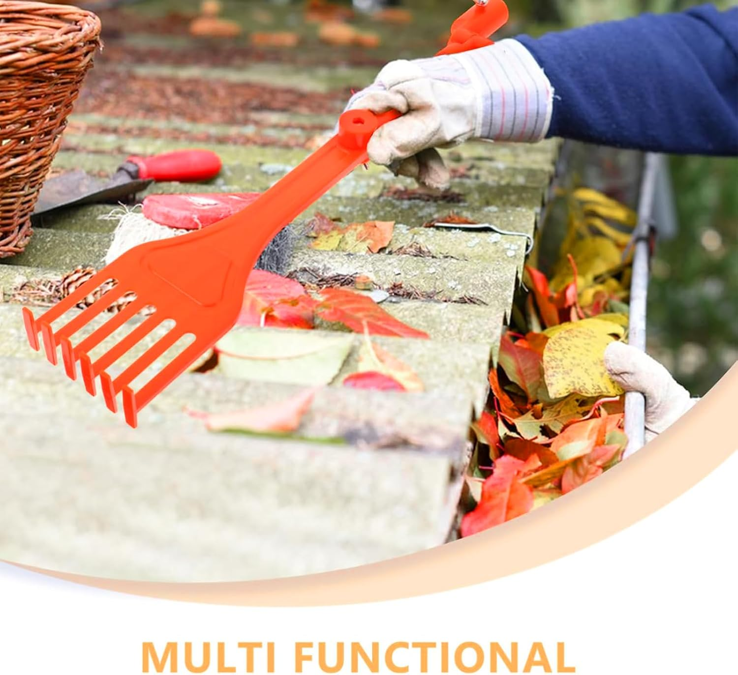 Zalizr Small Gutter Rake, Portable Gutter Cleaning Tool for Leaves and Debris, Multi-Purpose Hand Rake for Gutters, Roofs, and Hard-To-Reach Areas (No Pole) image number 5