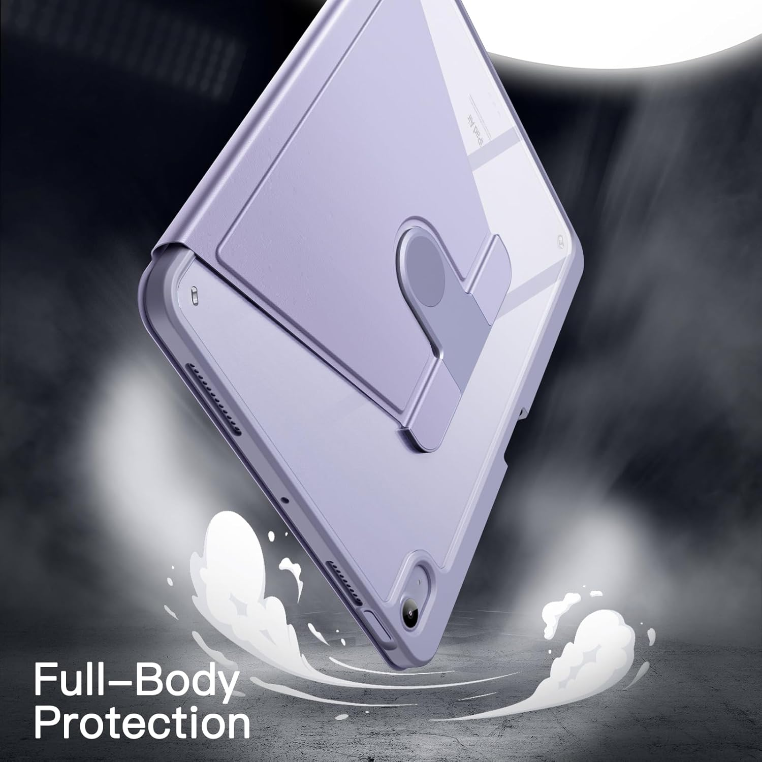 Jetech Rotating Case for Ipad Air 11-Inch M3/M2 (2025/2024), Ipad Air 5/4 (2022/2020 5Th/4Th Generation 10.9-Inch), 360 Degree Rotation Protective Stand Cover Clear Back, Auto Wake/Sleep (Purple) - Green image number 4