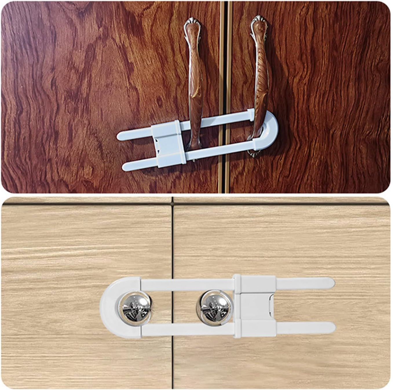 8Pack Sliding Cabinet Lock, Child Safety Locks for Cabinet Doors, Baby Child Proof U Shape Locks Latch for Cupboard Kitchen Bathroom Storage Doors Knobs and Handles image number 4