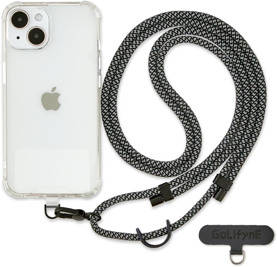 Universal Mobile Phone Lanyard &ndash; Anti-Theft Crossbody Strap with Adjustable Neck Holder & 2 Tether Tabs, Fits Iphone 16 Pro Max & Most Smartphones, Apricot/Gold