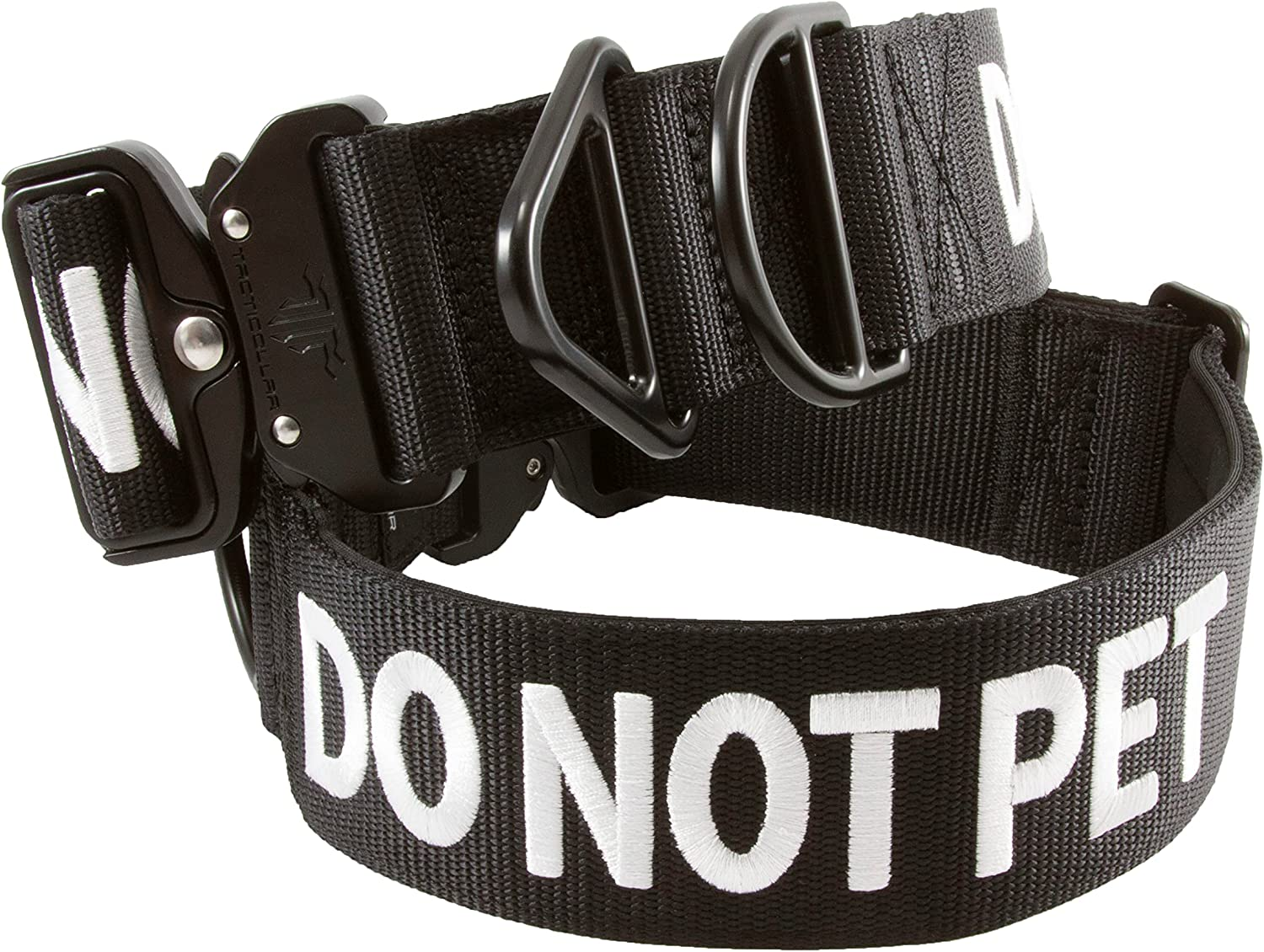 Tacticollar - DO NOT PET, 2 Inch Nylon Collar for Small, Medium and Large Dogs, Neoprene Padded Inside, Communicate Your Dogs Needs to Prevent Accidents (Black Medium)