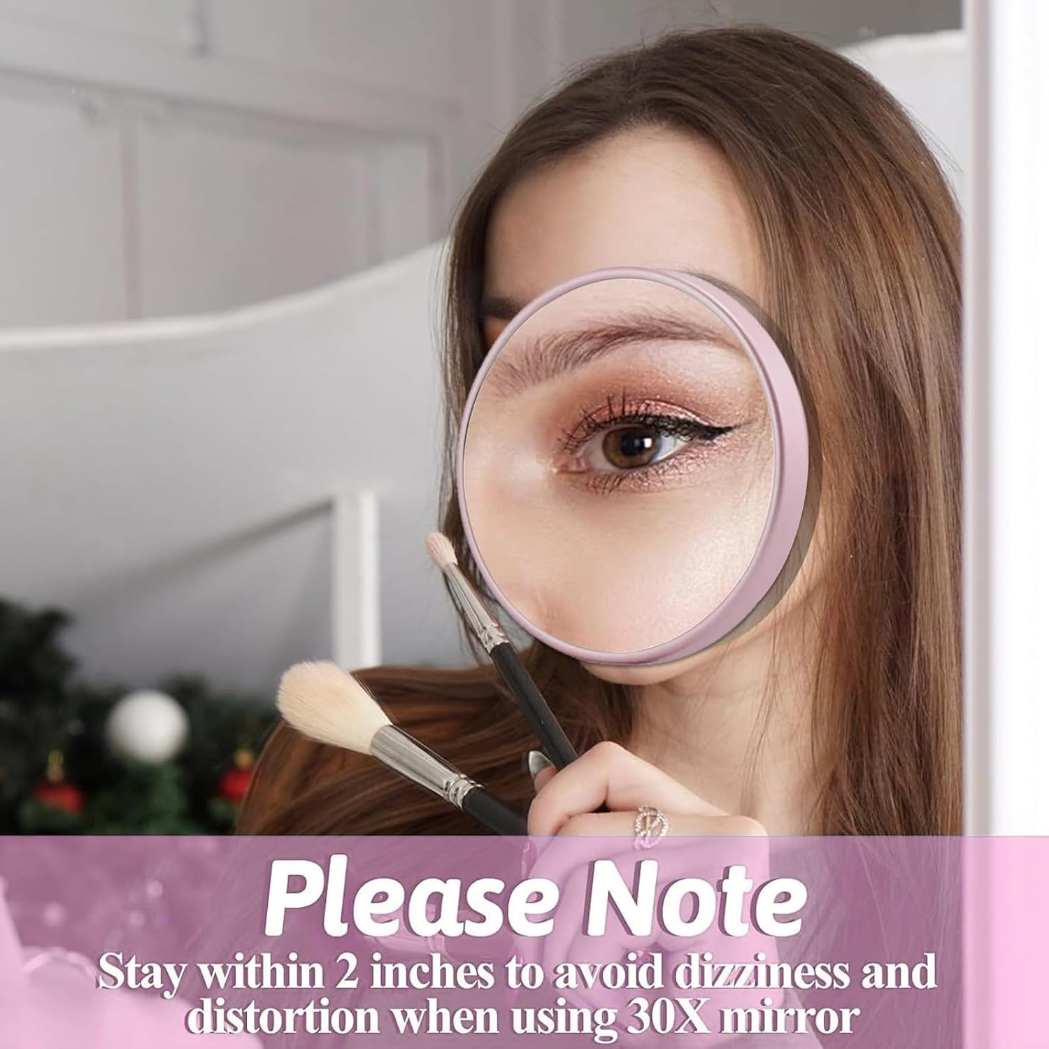 Yamobi Pack of 3 Cosmetic Mirrors with Magnification, Compact 3.5 Inch Magnifying Mirror with Suction Cup, Including Precision Tweezers for Care (5X, 10X, 15X) image number 1