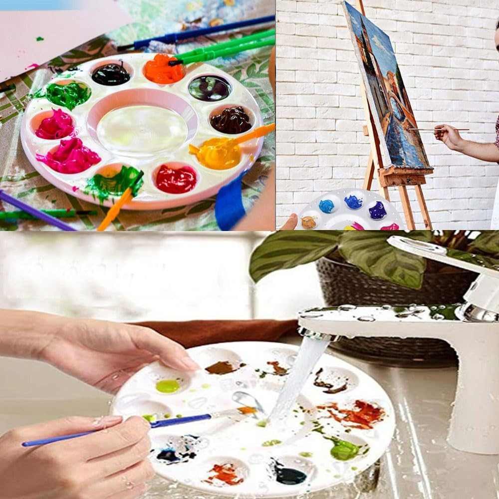 Armastuse 20PCS Paint Tray Palettes Plastic,Art Painting Palettes with 10 Wells for Acrylic Oil Watercolor DIY Craft Professional Art Painting, Washable image number 3