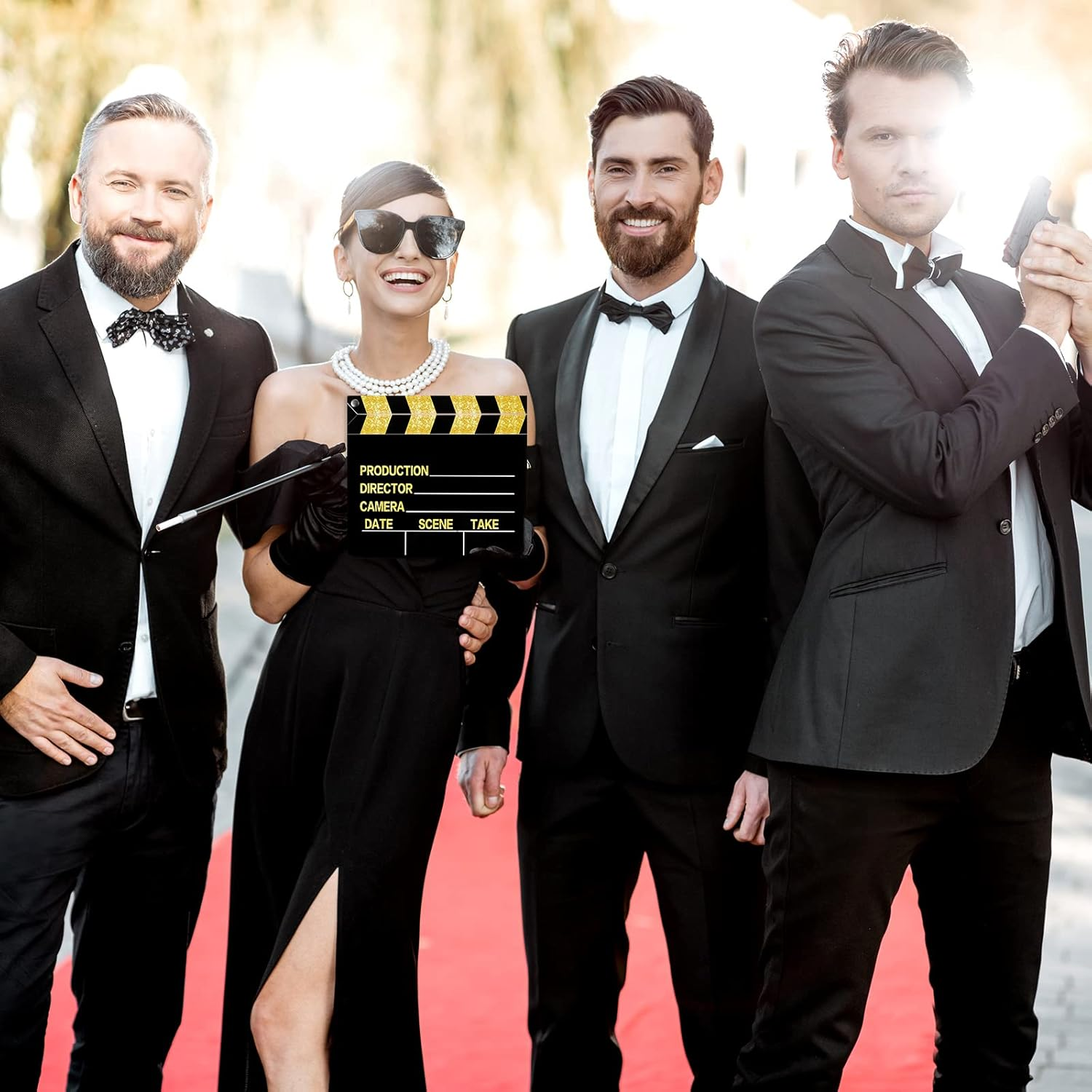 10 Pieces Film Clap Board, 7 X 8 Inch Cardboard Directors Clapper, Writable Cut Action Scene Board for Films, Photo Props (Gold)