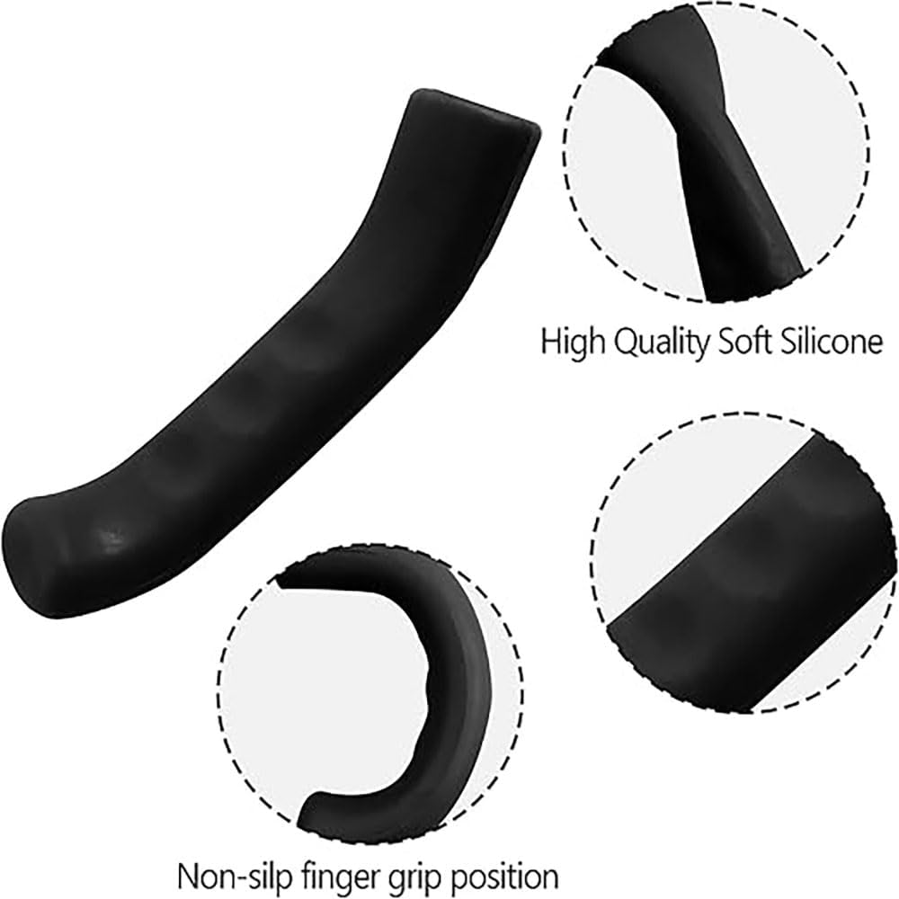 Lyhaogao 2 Pairs Anti-Slip Brake Lever Grips, Universal Bike Brake Handle Cover for Mountain and Road Bicycles, Durable Silicone Sleeve Protector for Enhanced Grip and Safety (Black/Red/White/Blue) image number 2