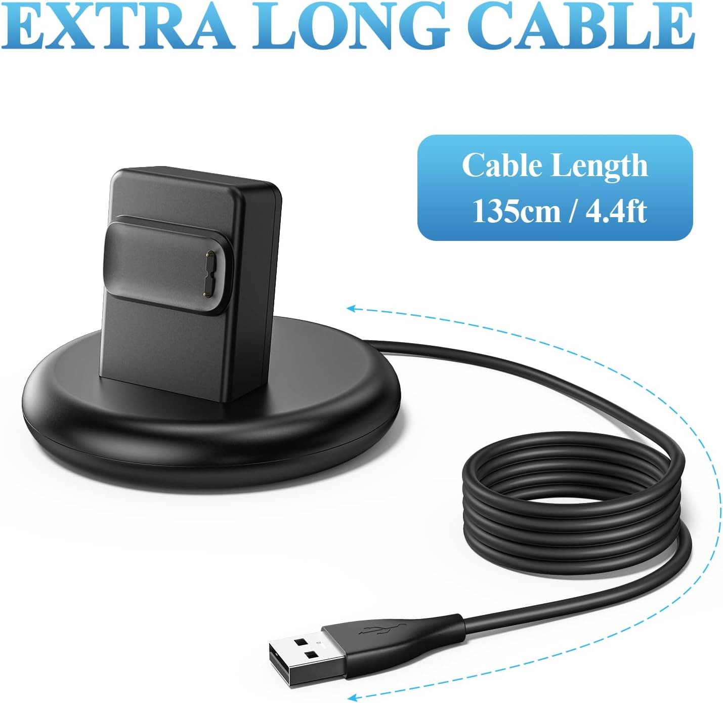 Meliya Charging Stand Dock for Fitbit Charge 6 / Charge 5 / Luxe Charger, Aluminum Base Station with 4.5Ft Cord for Fitbit Charge 6 / Charge 5 / Luxe Smartwatch