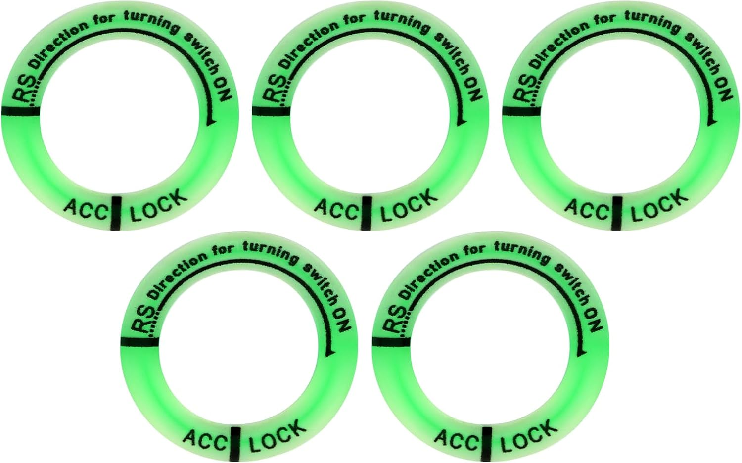 VGOL 5PCS Car Ignition Switch Luminous Ring Outer Diameter 34Mm Inner Diameter 23Mm Luminous Ignition Engine Start Cover Key Hole Ring Sticker image number 3
