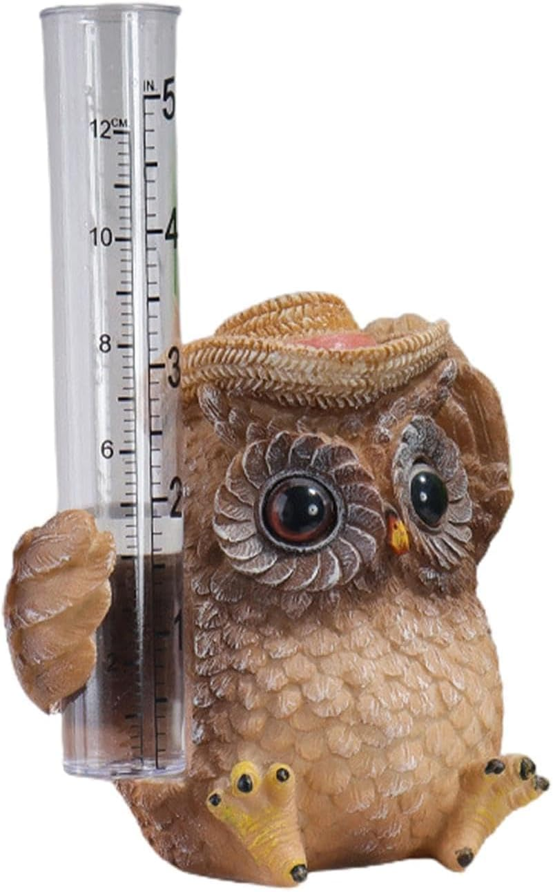 Limcryspp Owl Animal Sculpture Rain Gauge, Water Meter Sculpture, Resin Gauge | Resin Rainfall Measurement, Courtyard Rain Gauge Decoration, Rain Gauge Perfect for Balconies, Backyards, Gardens image number 4