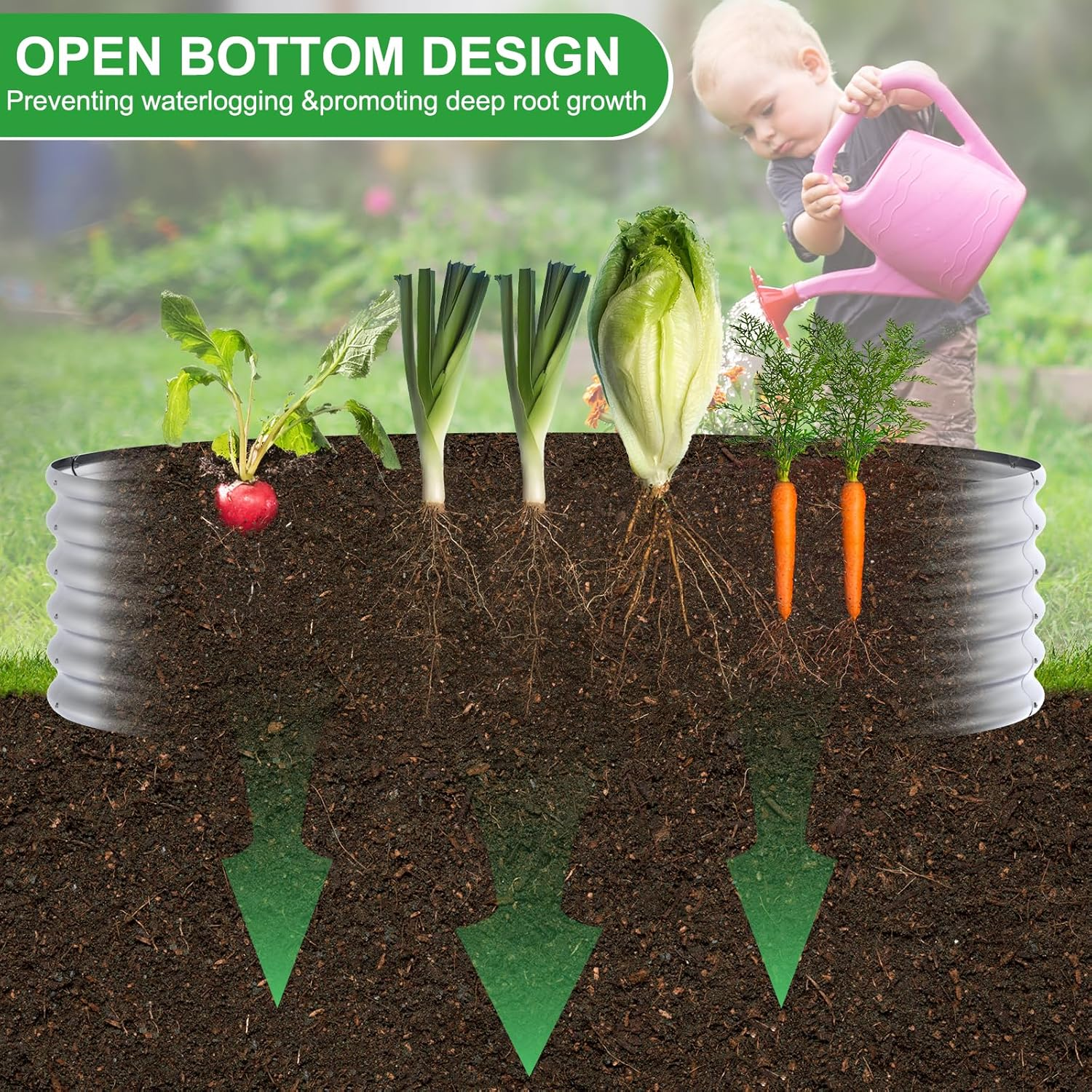 Galvanized Raised Garden Bed Kit, 5X5X1Ft Large Outdoor Planters Boxes, Metal round Planter Raised Beds for Gardening Vegetables, Fruits, Flowers, Easy Assembly image number 5