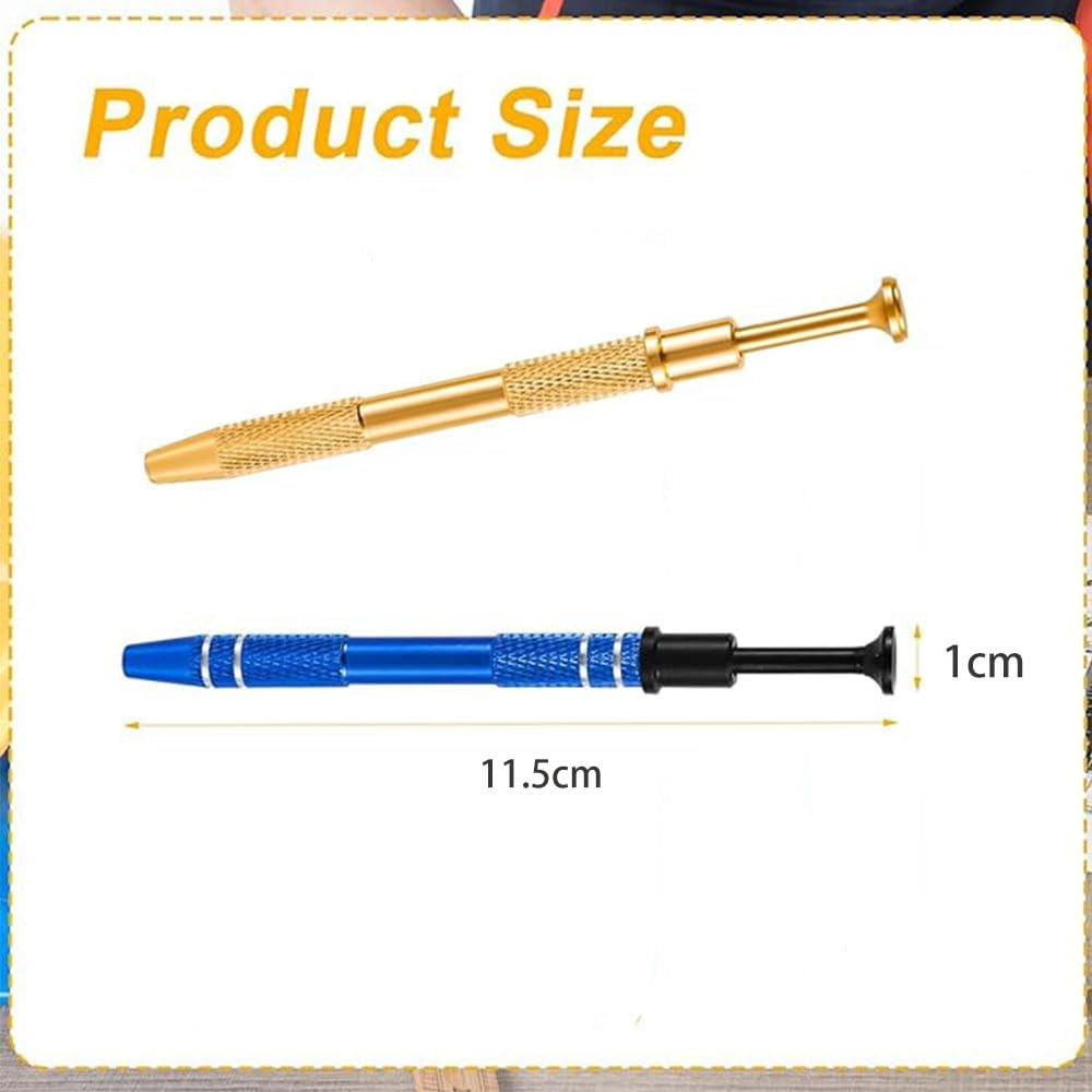 2 Pcs Piercing Ball Grabber, Pick up Tool with 4-Claw,Beads Gems Parts Claw Picker, Stainless Jewel Diamond Tweezers for Electronic Component Catcher for Tiny Objects in Home Office (Golden+Blue), image number 1
